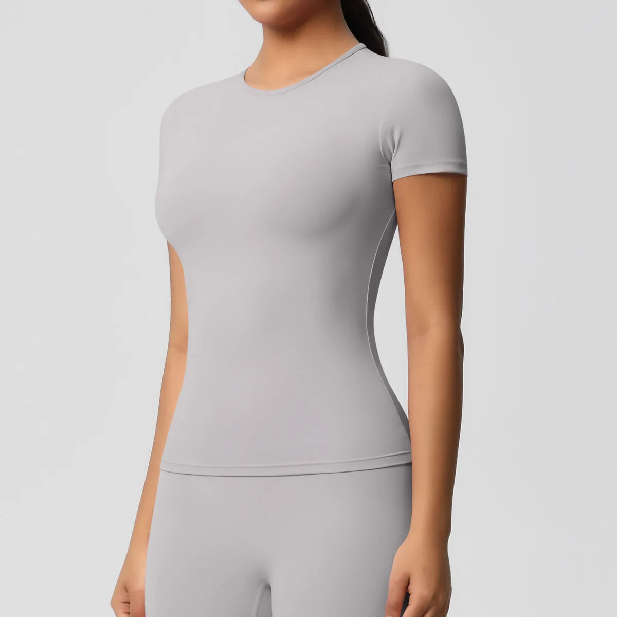 New Women Running Sports T Shirt Summer Short Sleeve Round Neck Breathable Stretchy Gym Yoga Slim Fitness Active Top Tee