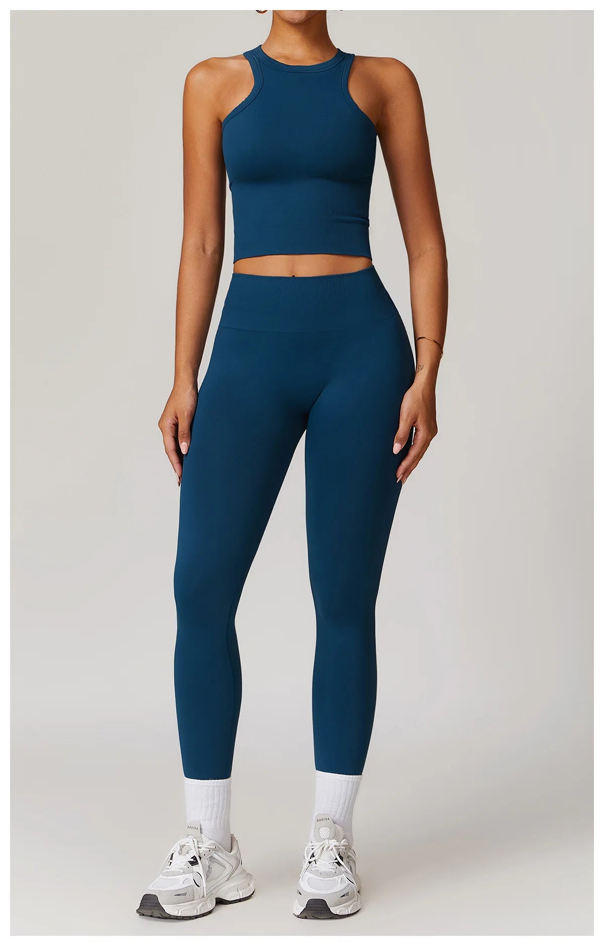 2PCS Seamless Women Tracksuit Yoga Set Workout Outfit Sportswear Gym Clothing Fitness Long Sleeve High Waist Legging Sports Suit
