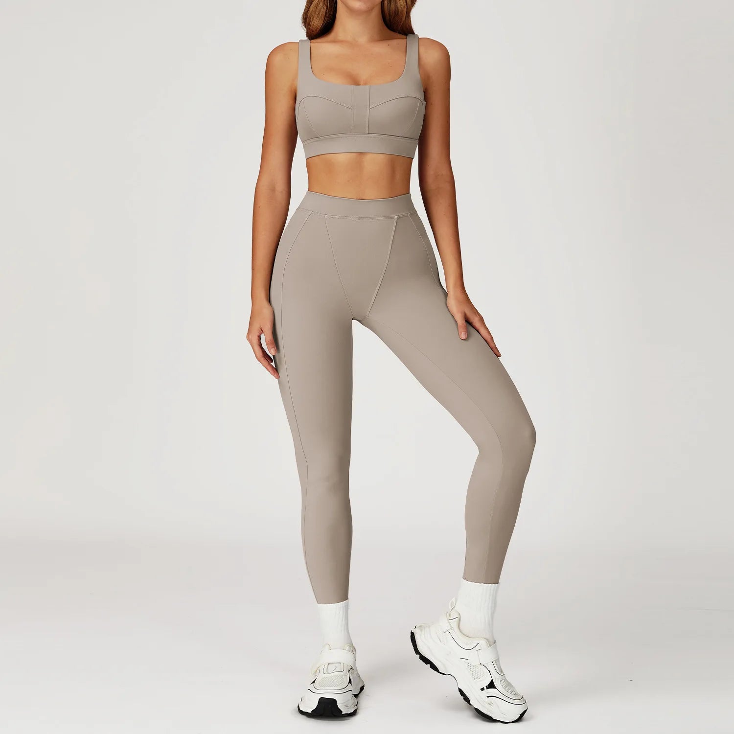 2PCS Yoga Set Gym Clothes Sportswear Yoga Suits For Women Outfits Fitness Set Tracksuits Sports Bra Gym Long Sleeved Leggings