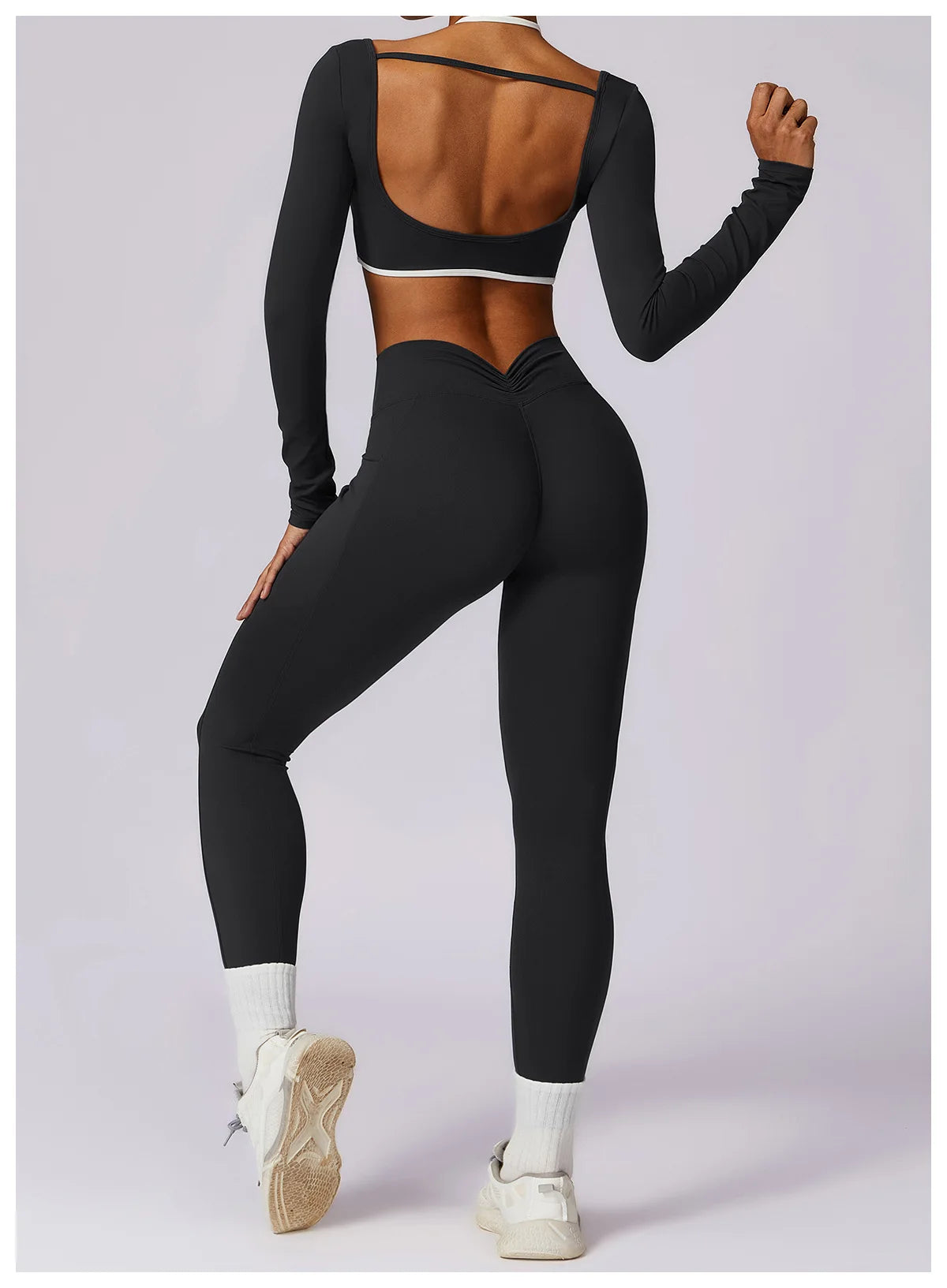 Hollowing Out Yoga Shirts For Women Long Sleeve Fitness Running Gym Clothes Workout Dry Fit Breathable High Elastic Sports Top