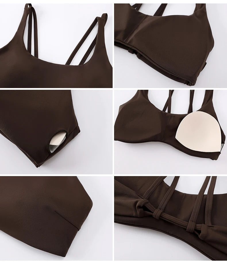 Women Tops Back Cross Strap Tank Top Push Up Underwear Running Sports Bra Breathable Soft Fitness Beauty Solid Color Yoga Bra