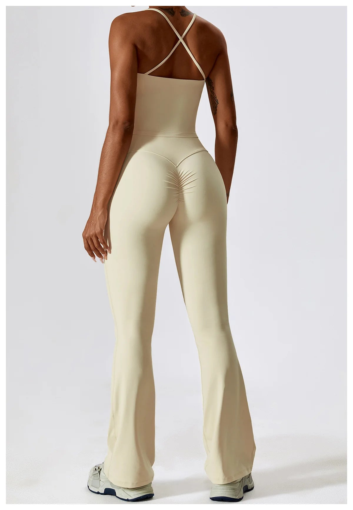 Women Tracksuit Gym Yoga Suit 2PCS Tight Fitting Sports Set Workout Breathable T Shirts Bra Tank Top Loose Bell-bottoms Leggings