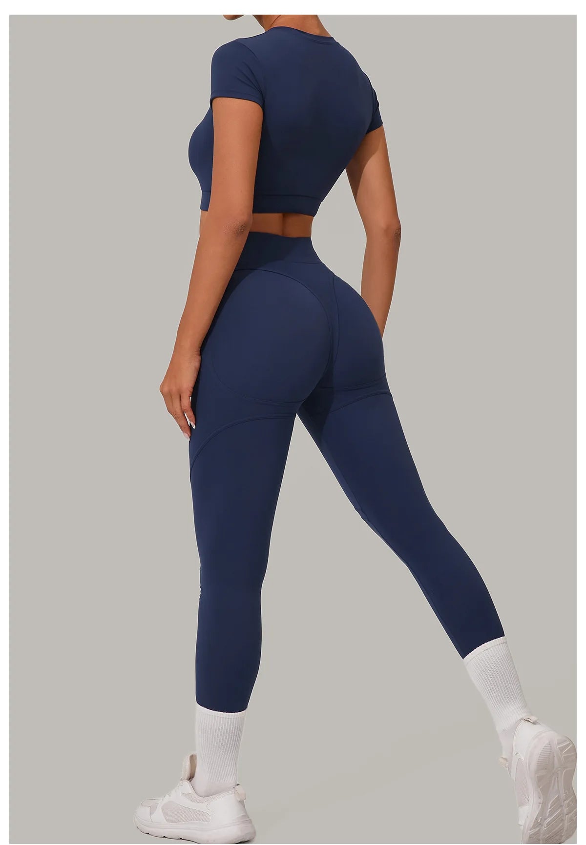 2PCS Yoga Set Gym Clothes Seamless Sportswear Yoga Suits Women Fitness Tracksuits Sports Short Sleeves Gym Leggings Sports Suits