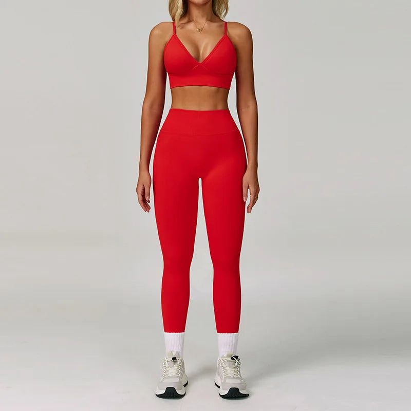 Seamless Yoga Suit 2PCS Sports Set Women Tracksuit Gym Running Workout Clothes Sports Long Sleeve Athletic Wear Yoga Clothing
