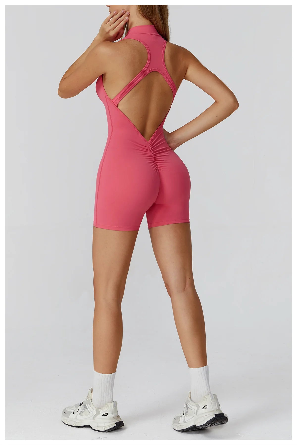 Scrunch Sports Overalls Gym Jumpsuit Women's Fitness Suit Short Sets for Woman Tracksuit Yoga Clothing Zipper Workout Sportswear