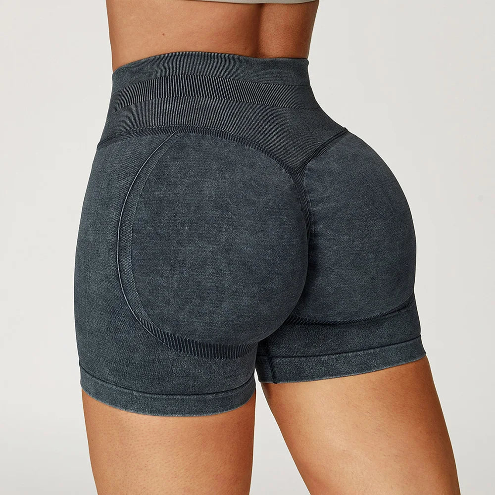 Sand Washed Yoga Shorts Women Yoga Shorts High Waist Workout Shorts Fitness Yoga Lift Butt Fitness Yoga Gym Running Short Pants