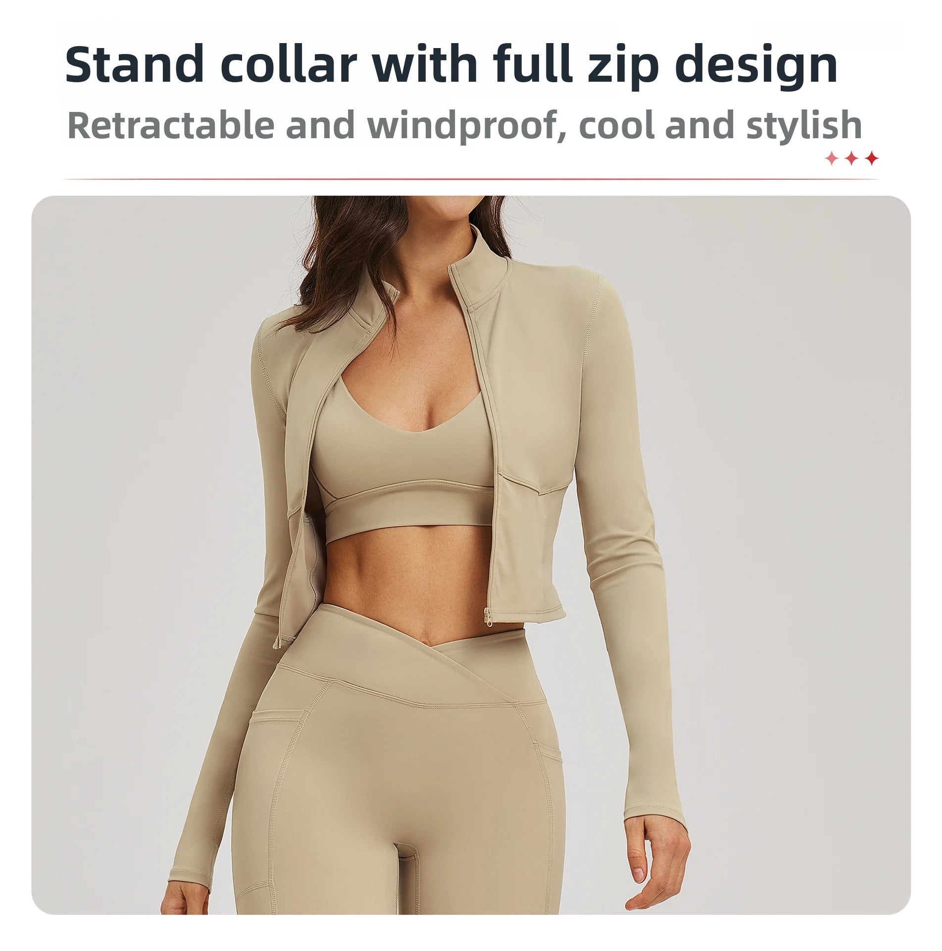 Yoga Long Sleeve Zipper Jacket Women Crop Tops T-shirts Solid Sports Top Running Shirts Sexy Quick Dry Fitness Gym Sport Wear