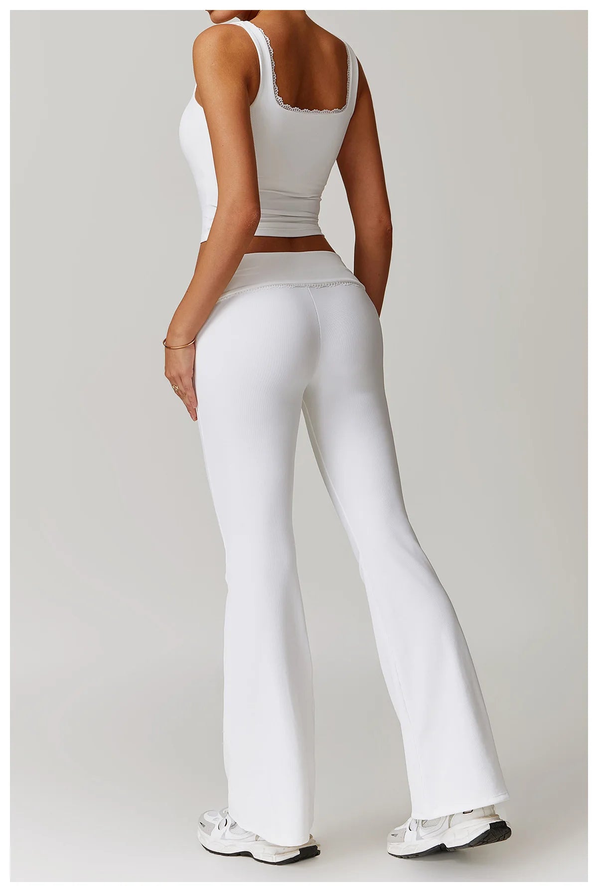 Women Flare Leggings High Waist Wide Leg Yoga Pants Lace Fitness Workout Tights Gym Sports Trousers Casual Slimming Clothing