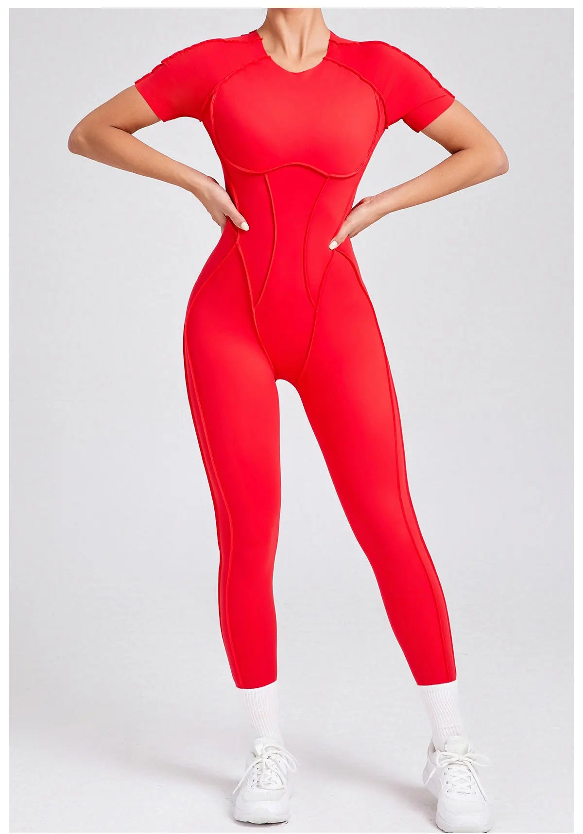 Seamless Yoga Jumpsuits Sports Fitness Hip-lifting Backless Short-sleeved One-piece Workout Rompers Gym Leggings Women Tracksuit