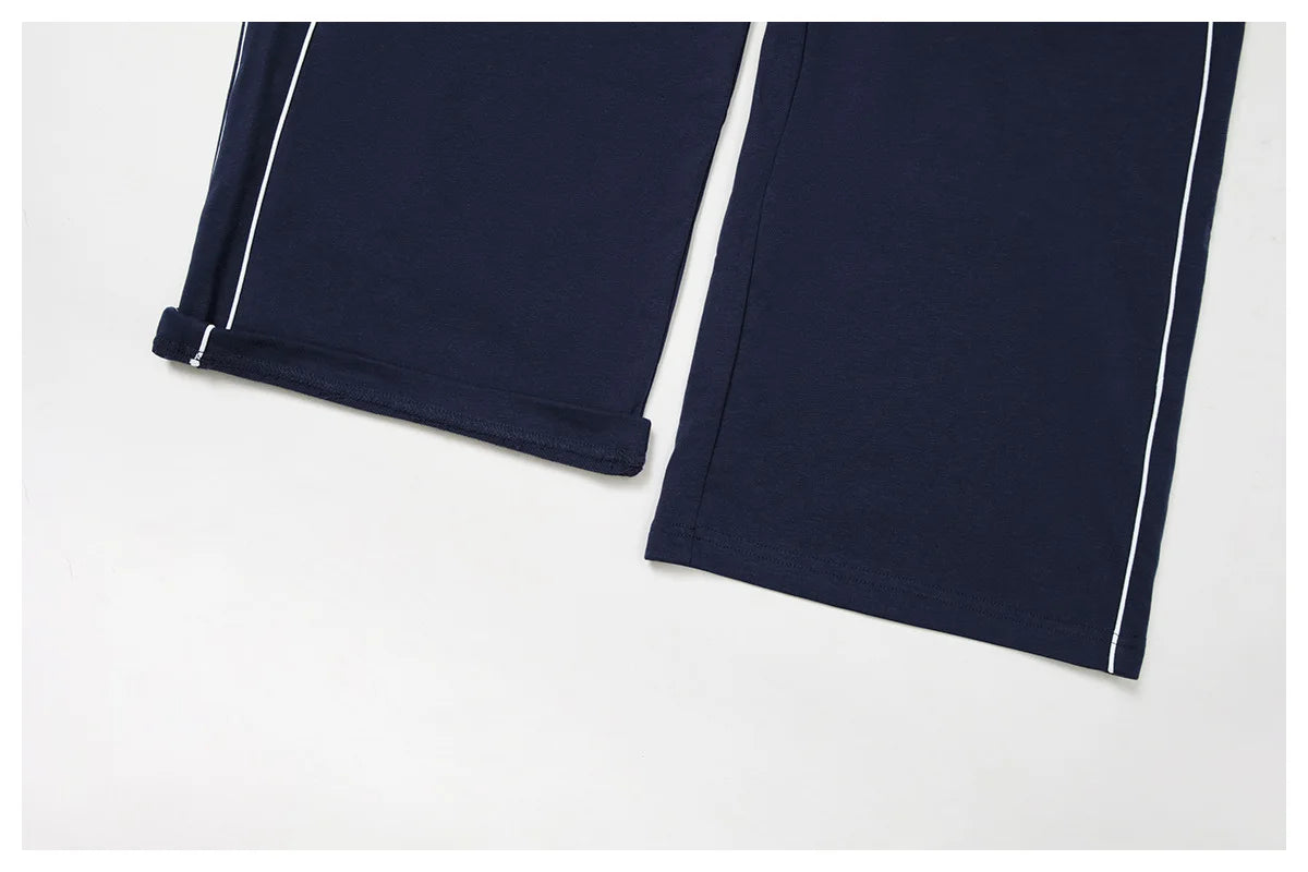 Color Blocking Sports Sweatpants Women Yoga Pants Loose High Waisted Straight Leg Sweatpants With Pockets Outdoor Fitness Pants