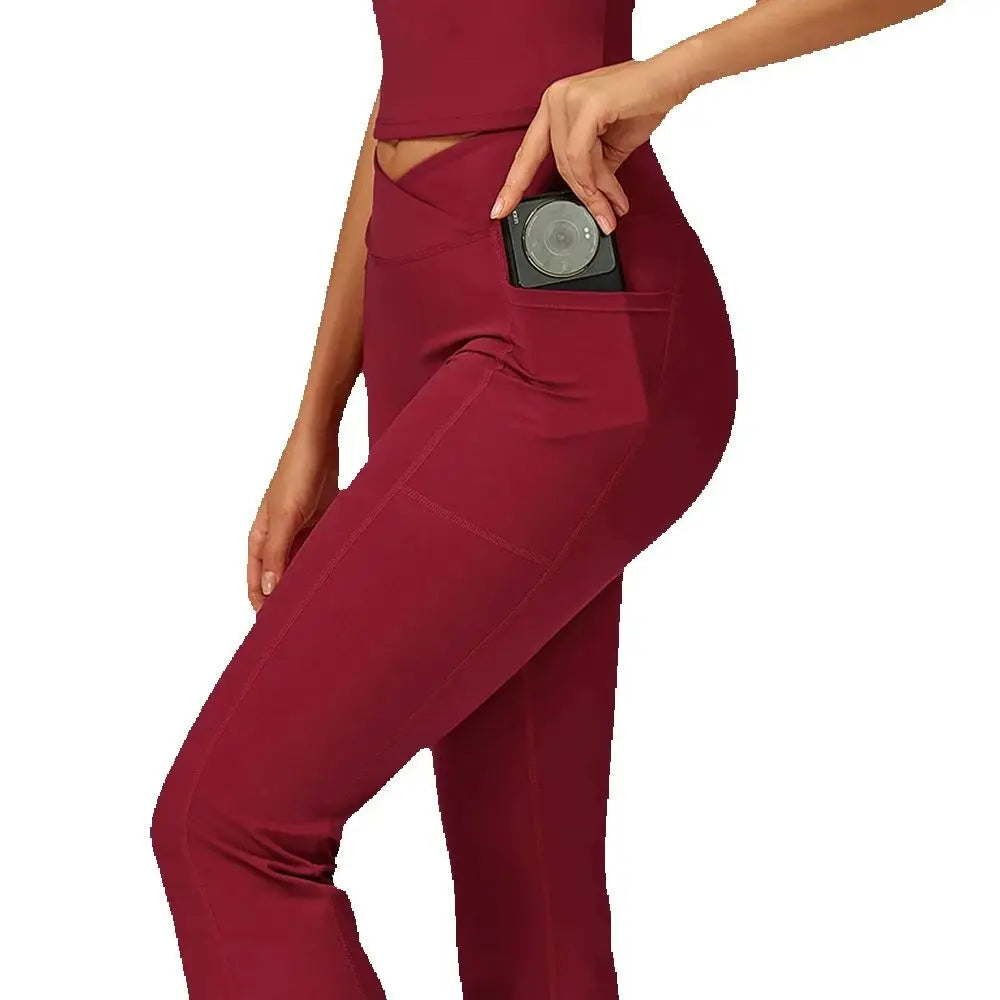 Women Flare Leggings Yoga Pants Bell-bottoms Yoga Trousers High Waist Fitness Pants Stretch Gym Casual Sports Wide Leg Pants