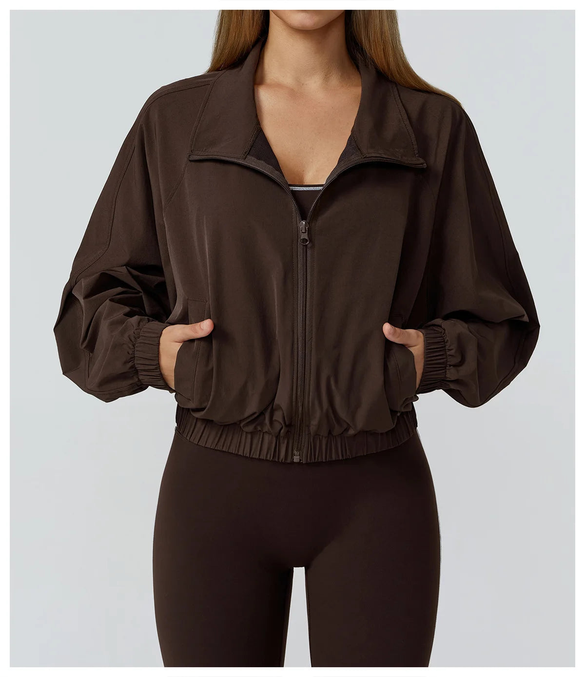 New Quick Drying Stand Up Collar Sports Jacket Women's Zipper Top Windproof Outdoor Running Fitness Long Sleeved Yoga Jacket