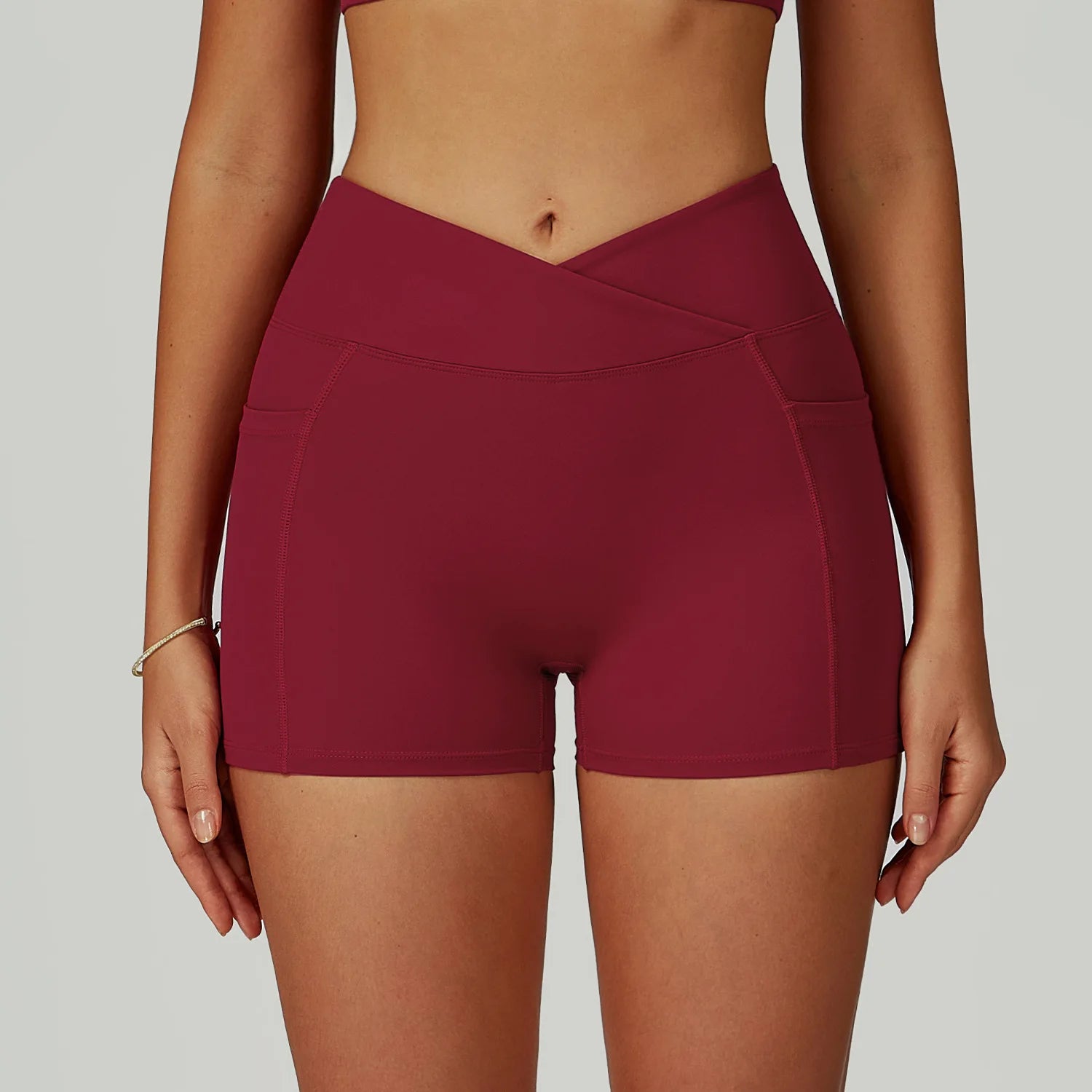 Cross Waist Head Yoga Shorts High Waist Workout Fitness Lift Butt Fitness Tights Gym Running Body Shaper Pants Casual Sportswear