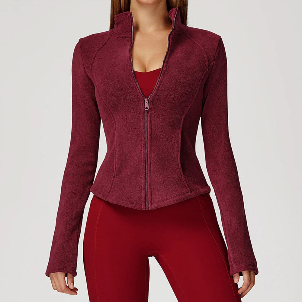 Winter Fleece Jacket for Women Yoga Long Sleeved Lamb Fleece Jacket Fleece Outdoor Top Thickened Warm Jacket for Women Top