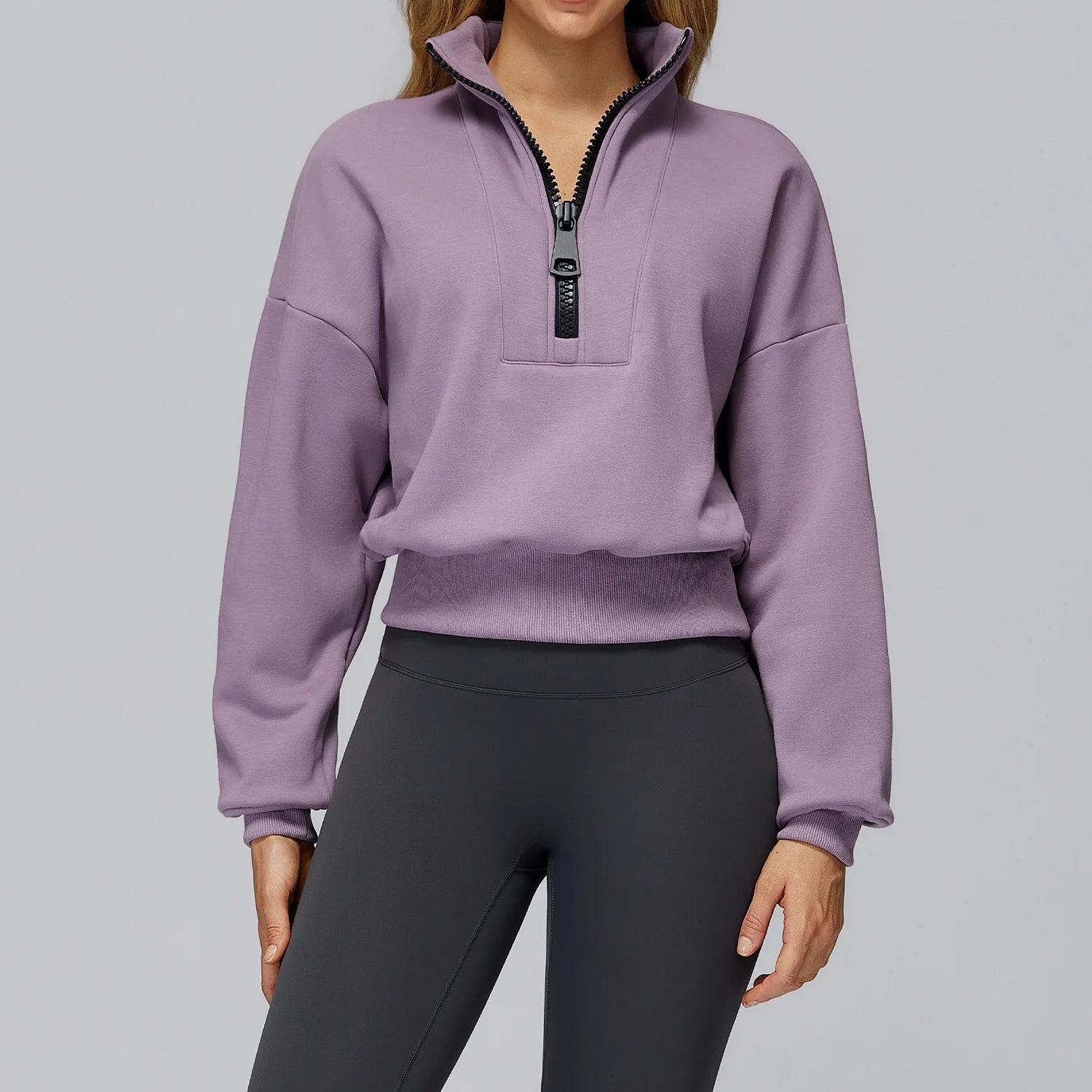 Winter Sports Hoodie Yoga Long Sleeved Women's Stand Collar Loose Windproof Hoodie Warm Long Sleeved Casual Outdoor Sports Top