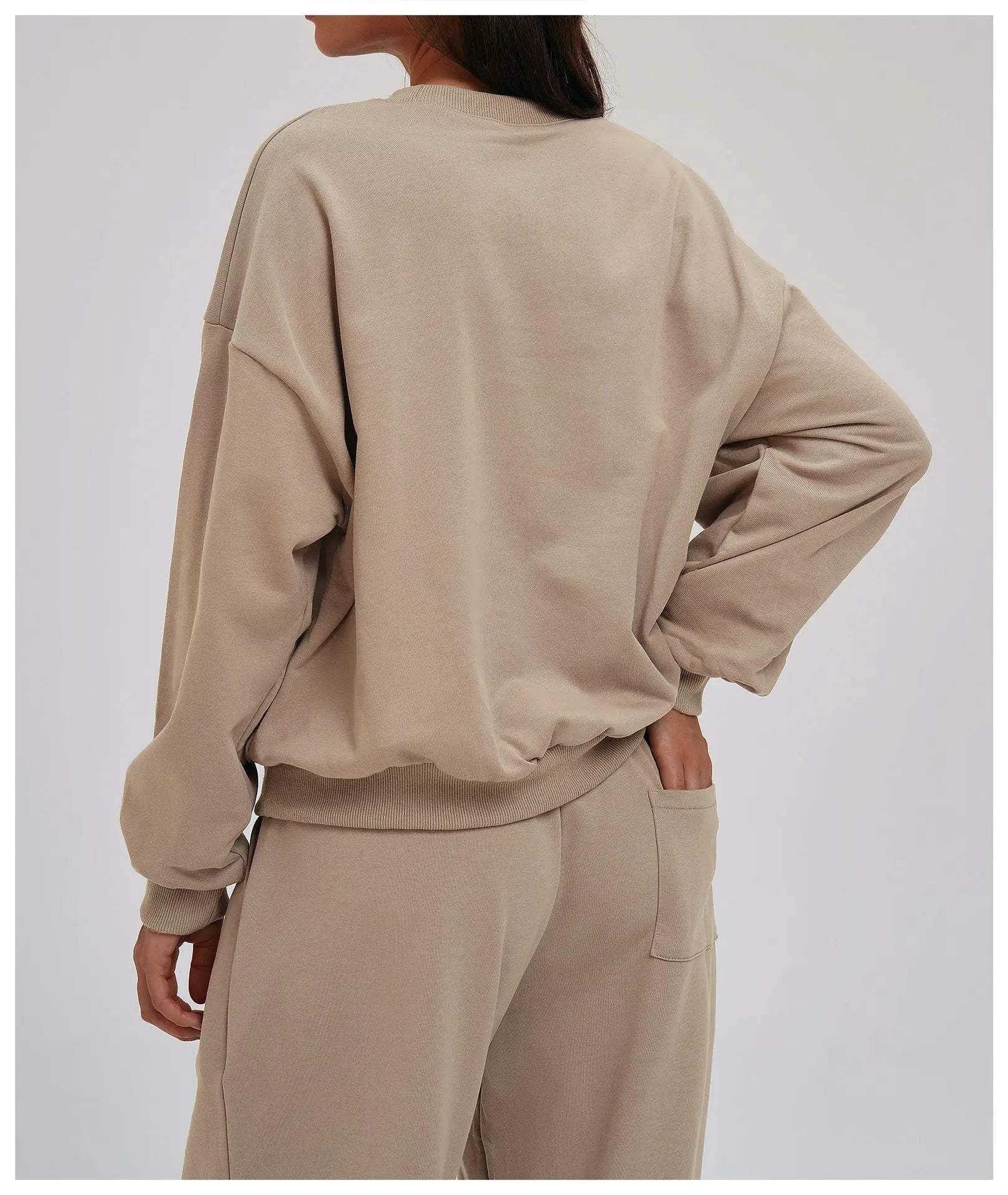 Knitted Round Neck Sports Hoodie for Women Long Sleeves for Outerwear Casual Loose Hoodie Running Top Fitness Sportswear