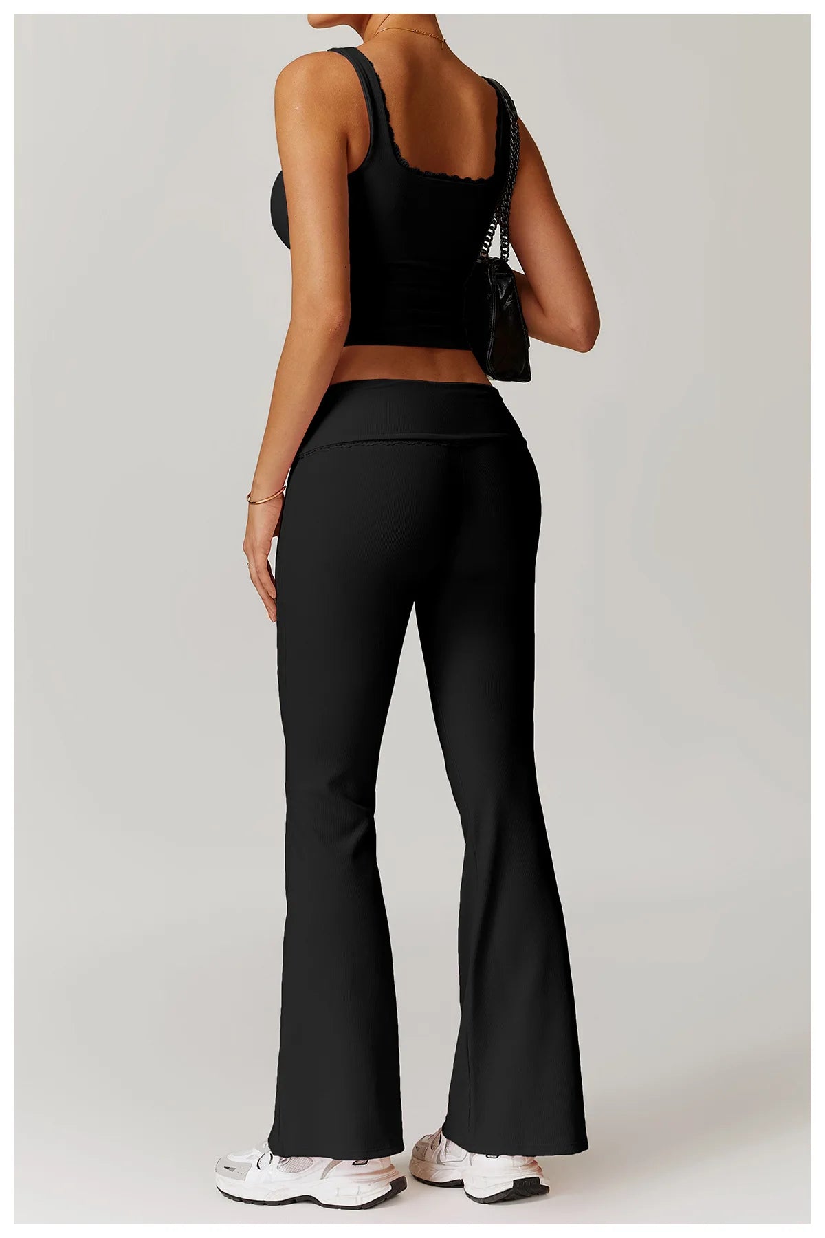 Women Flare Leggings High Waist Wide Leg Yoga Pants Lace Fitness Workout Tights Gym Sports Trousers Casual Slimming Clothing