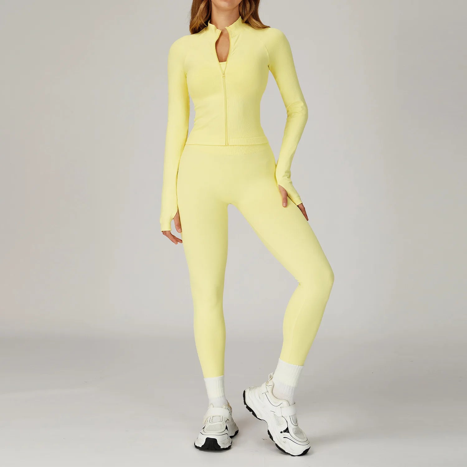 2PCS Seamless Yoga Set Gym Clothes Athletic Wear Women Fitness Set Tracksuits Sports Long Sleeved Gym Suit Leggings Sportswear