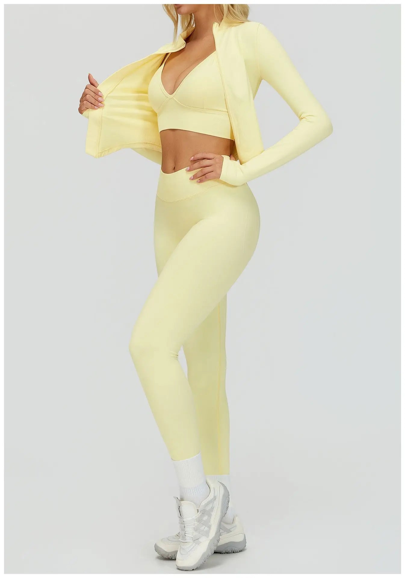 3PCS Yoga Set Seamless Sports Set Women Tracksuit Quick-Drying Gym Set Women Tracksuit Running Workout Long Sleeve Yoga Clothing
