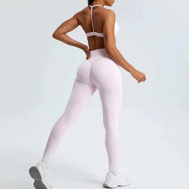 Seamless Yoga Pants Women High Waist Legging Ribbed Sport Gym Fitness Leggings Women Female Legging Tummy Control Running Tights