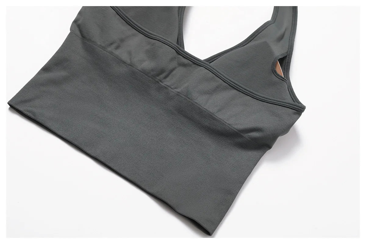 Hanging Neck Bra Women Sports Bra Top Push Up Fitness Seamless Yoga Bra Underwear Sport Tops Women Breathable Running Gym Vest