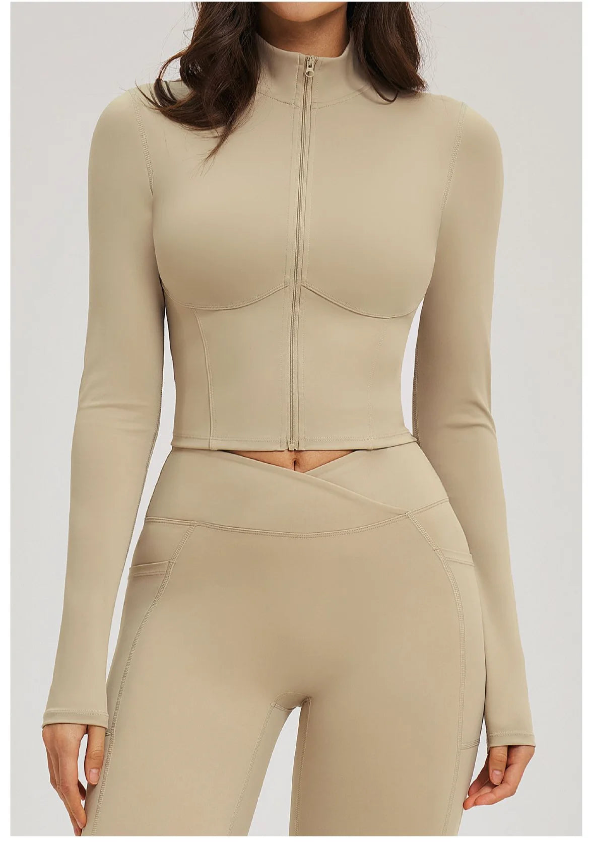 Yoga Long Sleeve Zipper Jacket Women Crop Tops T-shirts Solid Sports Top Running Shirts Sexy Quick Dry Fitness Gym Sport Wear