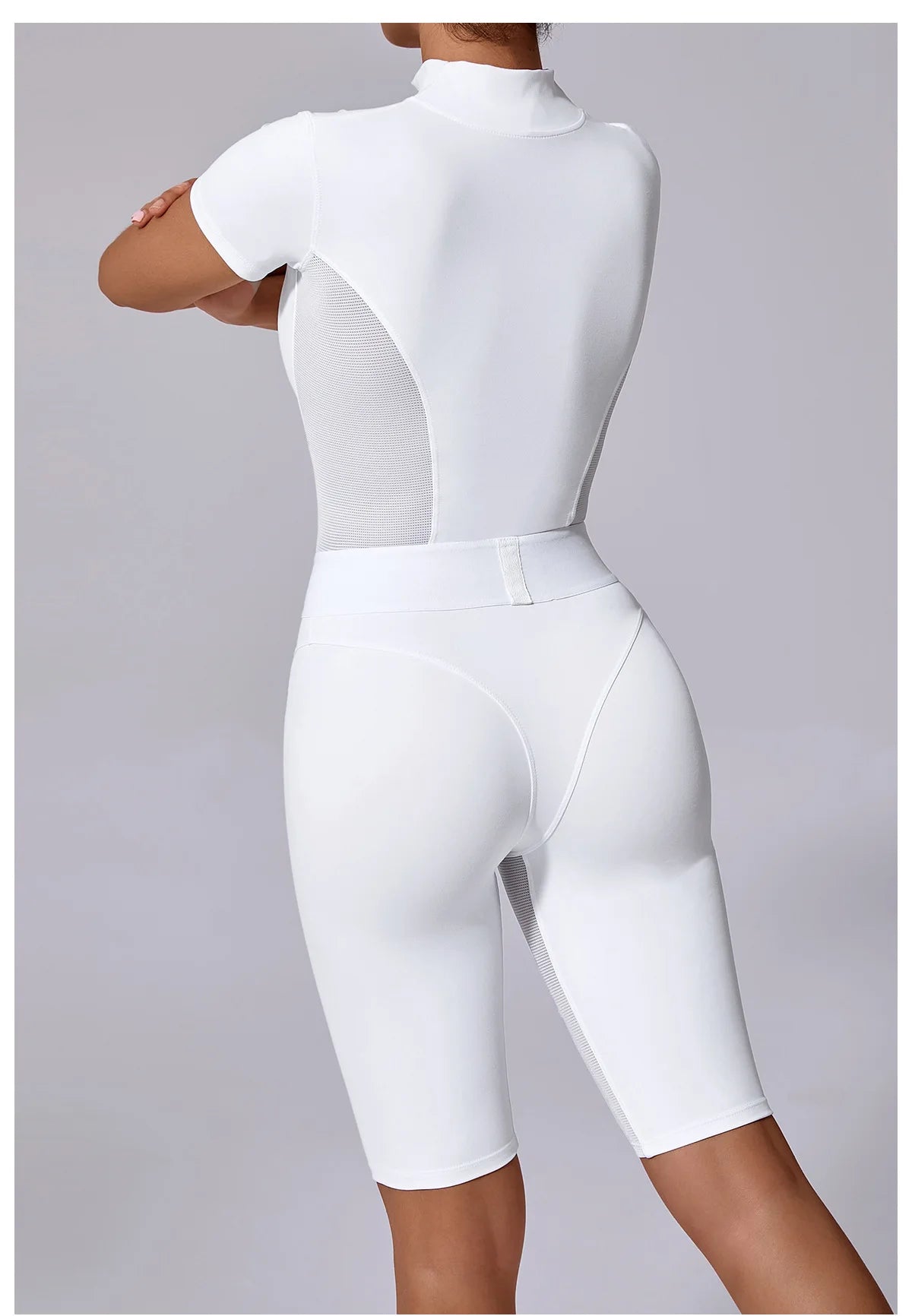 Women's Tracksuit Jumpsuits One-Piece Suit Zipper Short SleevesYoga Set Gym Push Up Workout Clothes Fitness Bodysuit Sportswear