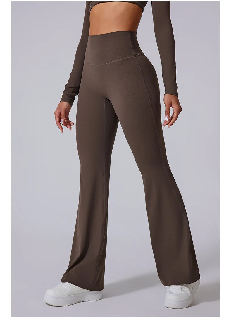 Women's High Waist Flared Leggings Gym Fitness Yoga Pants Workout Runing Sport Leggings Control Tummy Yoga Wide Leg Pants