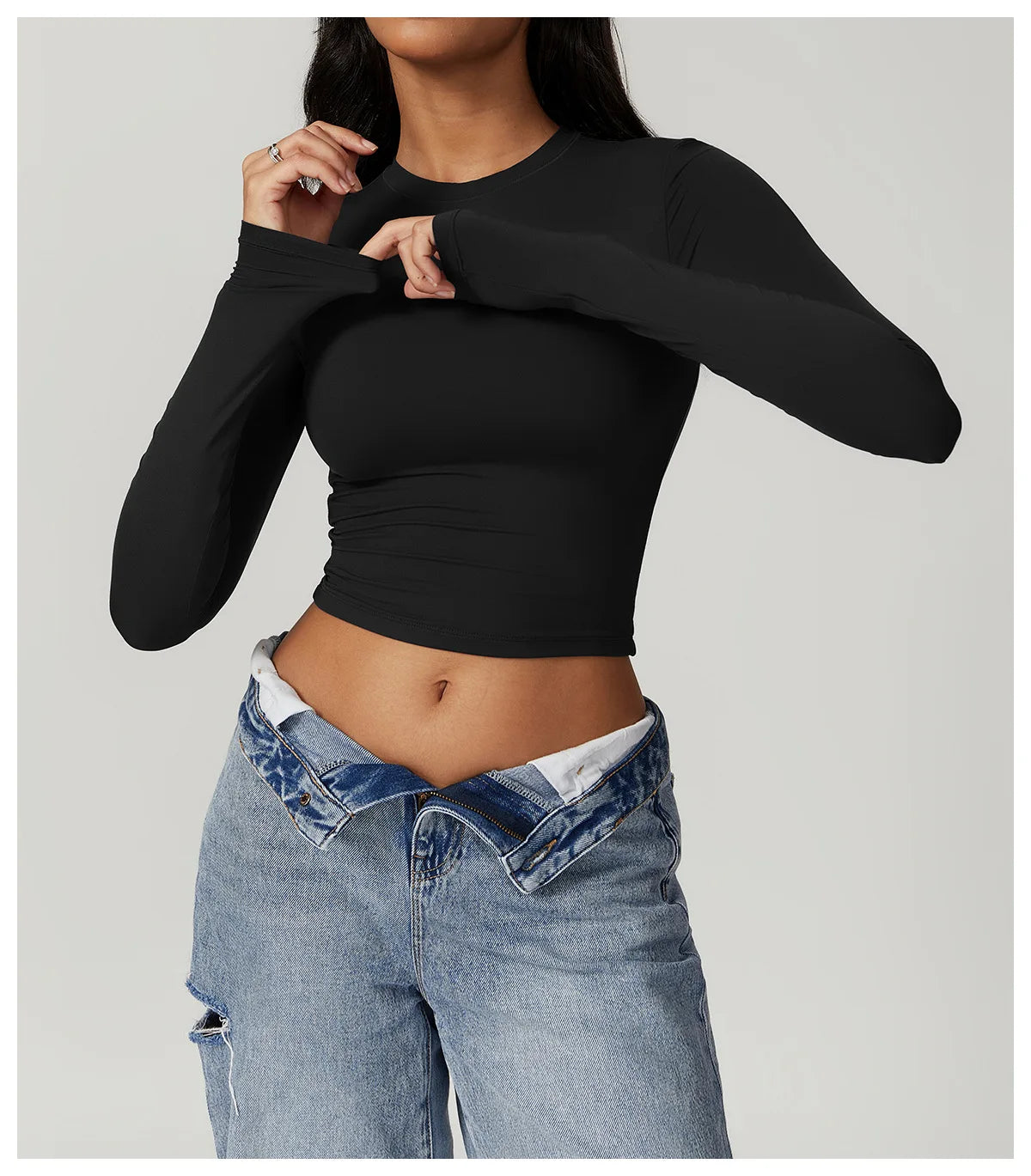 Women Yoga Shirts Crop Top Long Sleeves Shirts for Women Yoga  Long Sleeves Sports Fitness Top Push Up Gym Clothes Workout Tops