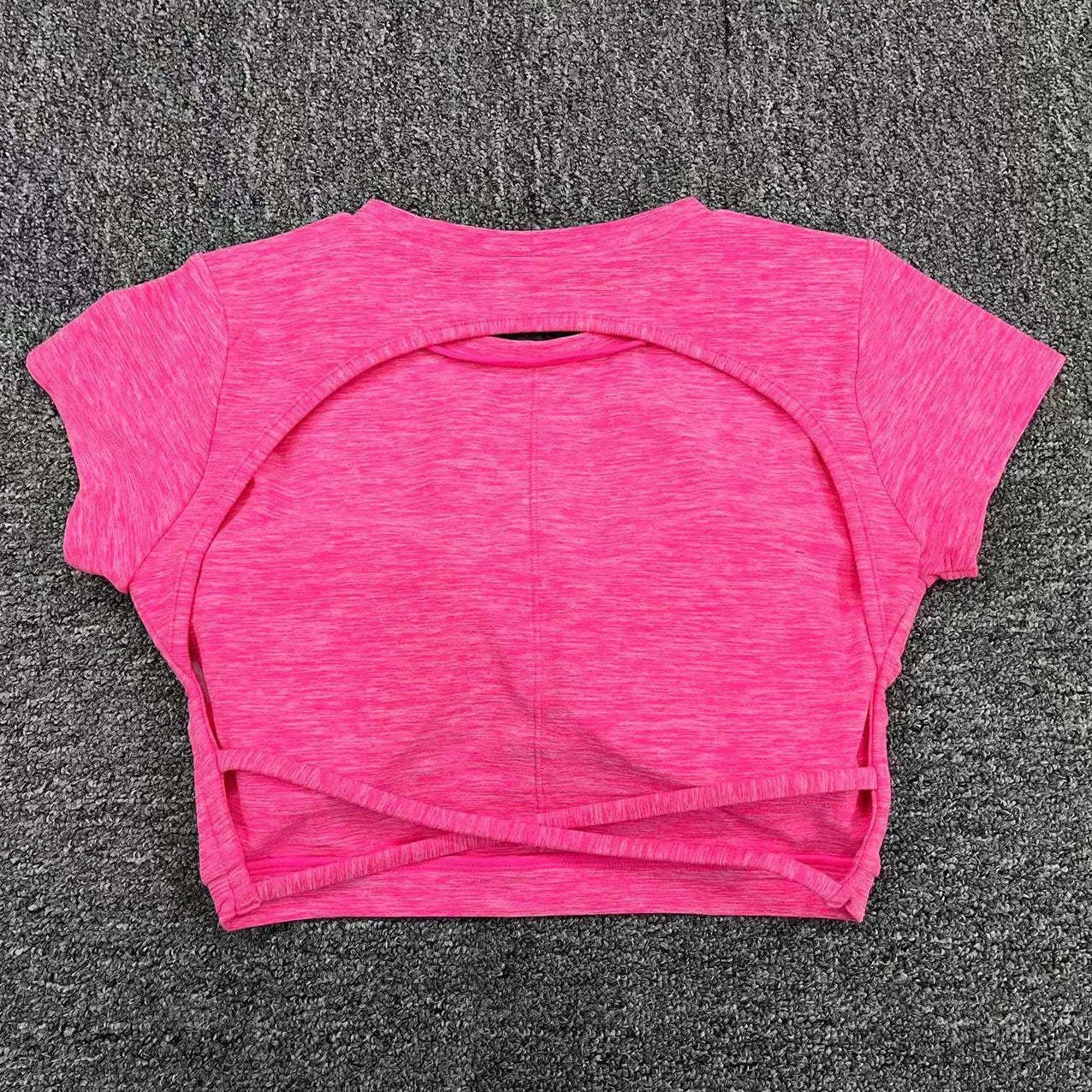Hollow Beauty Back Crop Top Short Sleeve Workout Yoga Shirt Women Fitness Workout Tops Gym Clothes Sportswear Running T-shirts