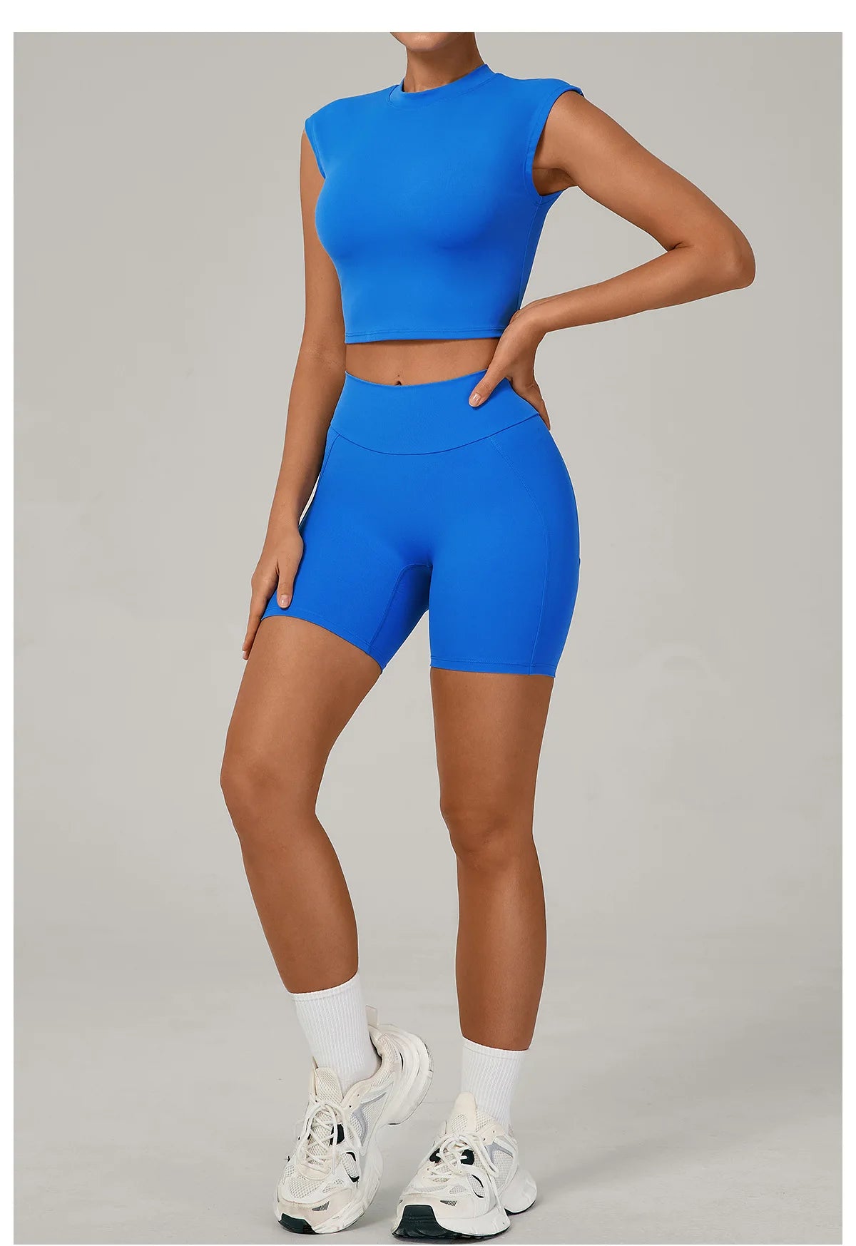 Yoga Sets Workout Sets Women Tracksuit 2 Pieces Gym Suits Yoga Short Sleeves High Waist Shorts Outfits Running Fitness Clothes