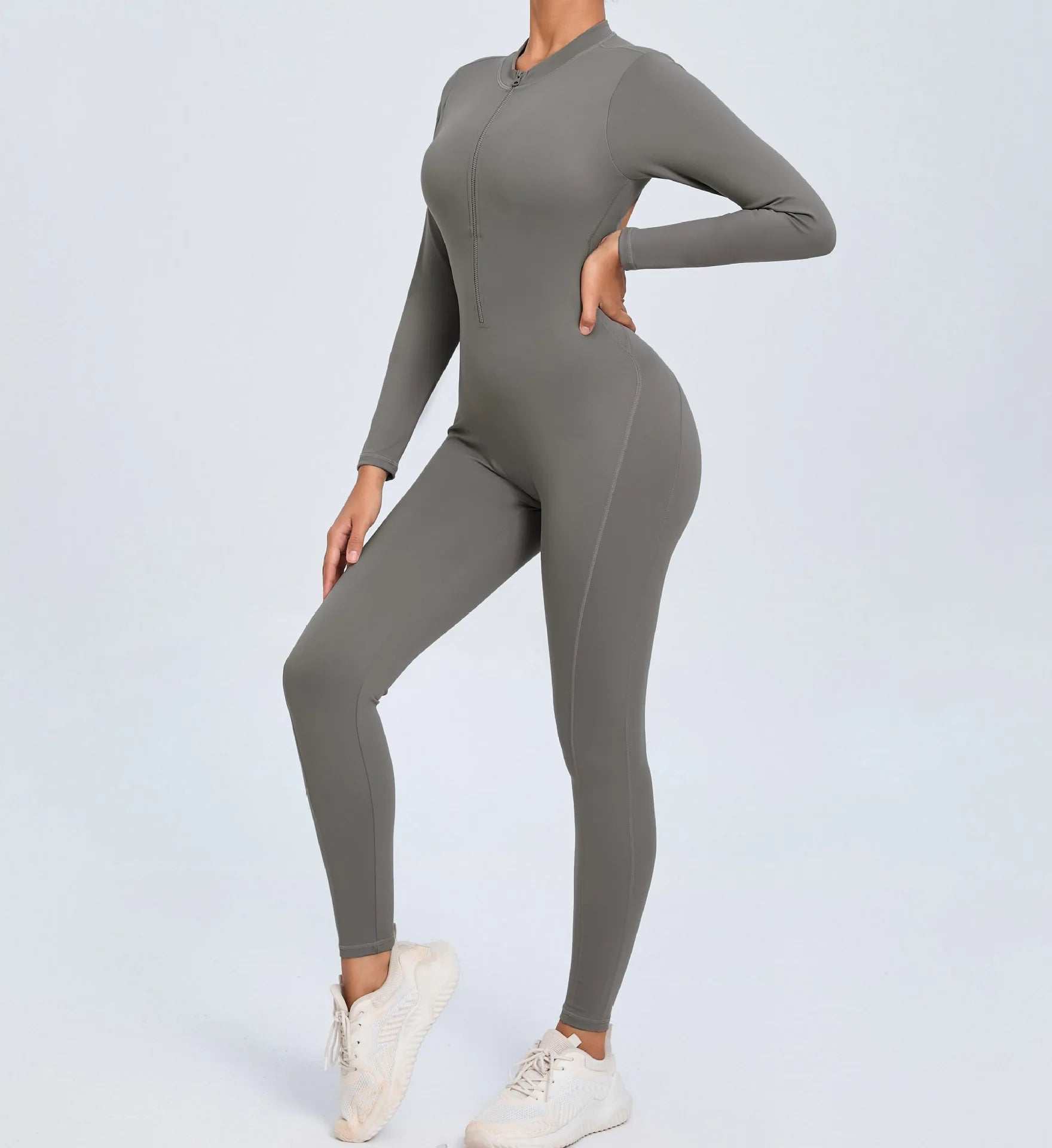 Backless Rompers Yoga Long Sleeved Women's Sportswear Gym Zipper Jumpsuits Workout Bodysuit Fitness One-piece Skin-tight Garment