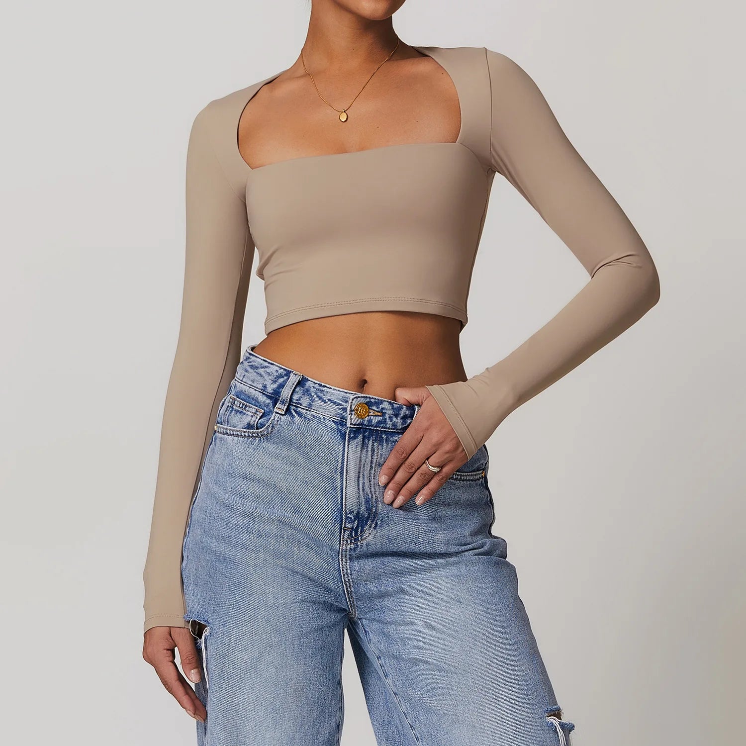 Women Yoga Long sleeved Women's Outdoor Running Fitness Wear T-shirt Sport Long Sleeved Yoga Shirt Gym Push Up Workout Top