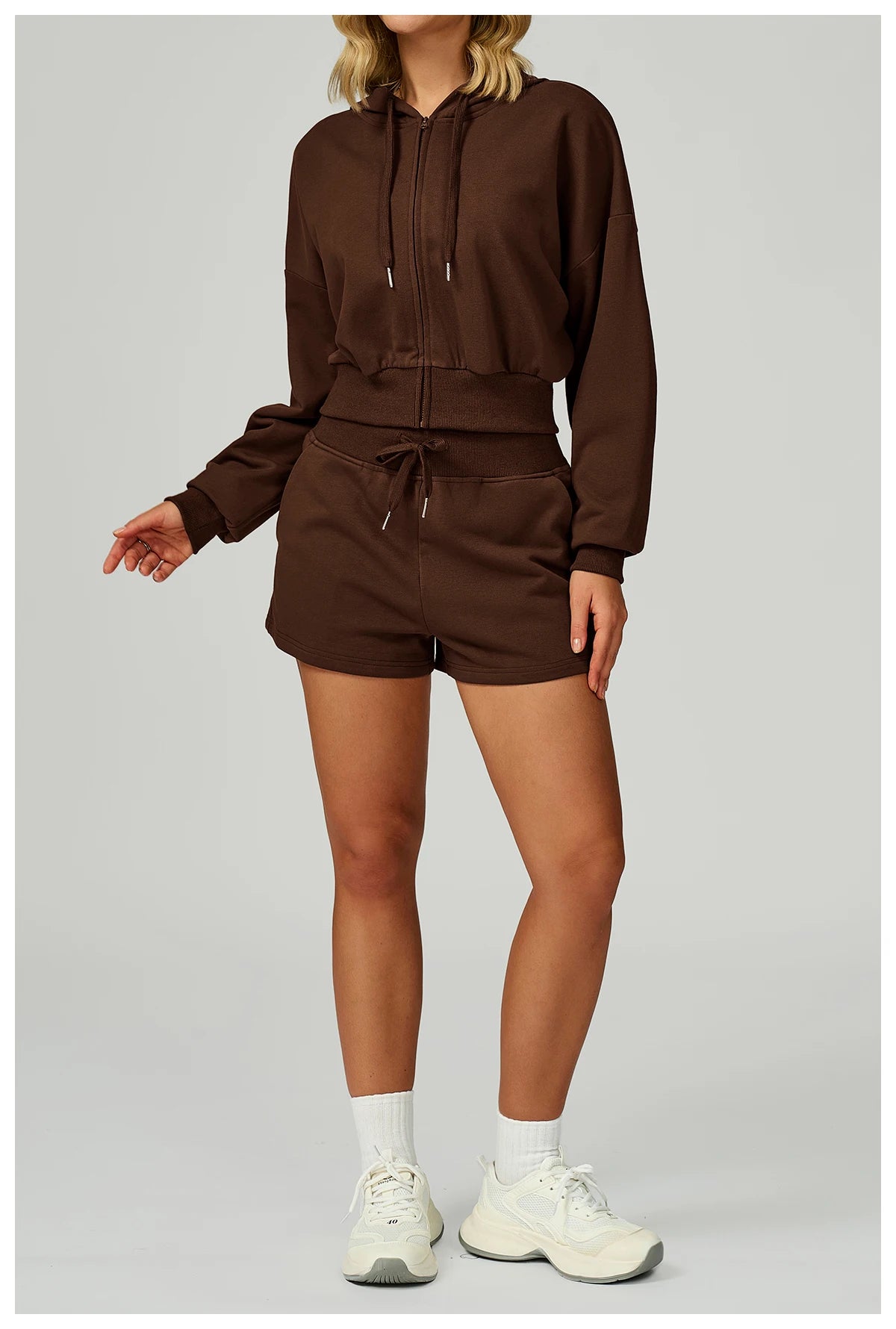 New Winter Zipper Sports Suit 2 Pieces Hooded Casual Loose Sweatshirt Long Sleeved Outdoor Running Suit Sportswear for Women