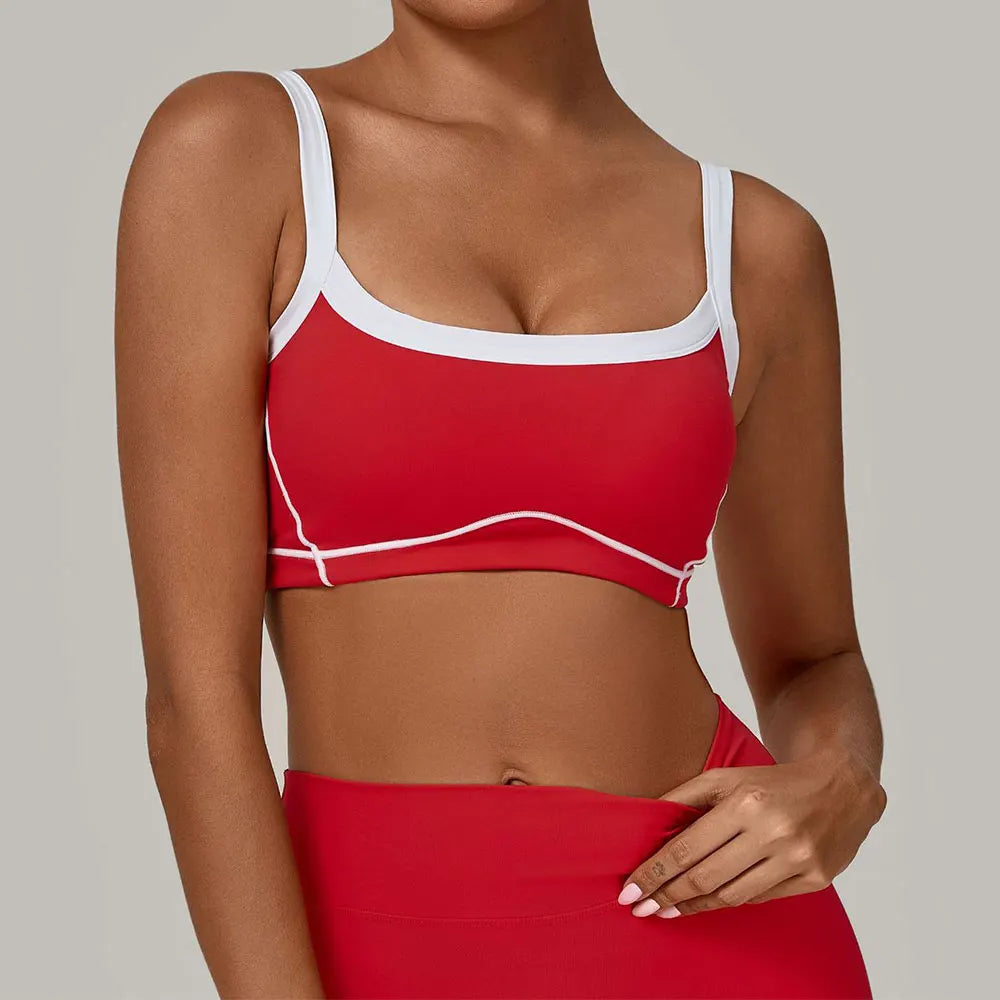 Patchwork Sports Bra Anti-Sweat Fitness Top Women Yoga Bra Shockproof Crop Top Push Up Sport Bra High Strength Gym Workout Top