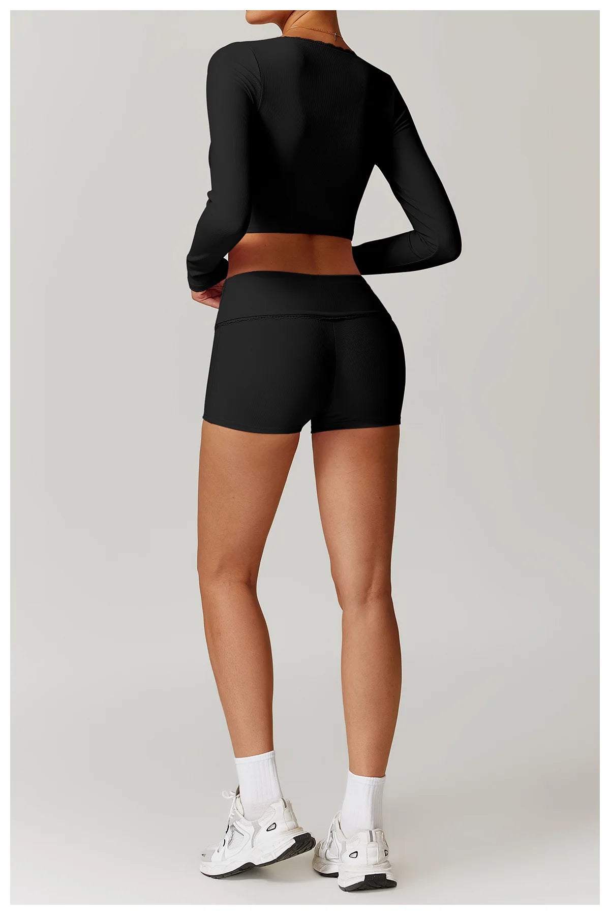 Ribbed Yoga Shirts For Women Long Sleeve Fitness Running Gym Clothes Push Up Workout Dry Fit Breathable High Elastic Sports Top