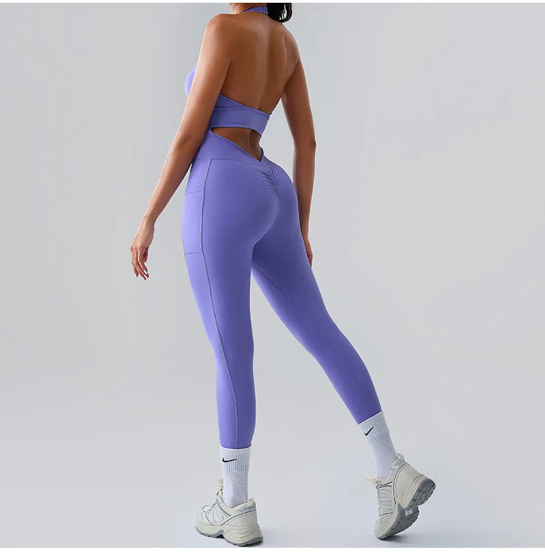 Workout Jumpsuit Sports Overalls Women Rompers Gym Clothing Running Tracksuit Fitness Gym Clothes Push Up Sportswear Yoga Set