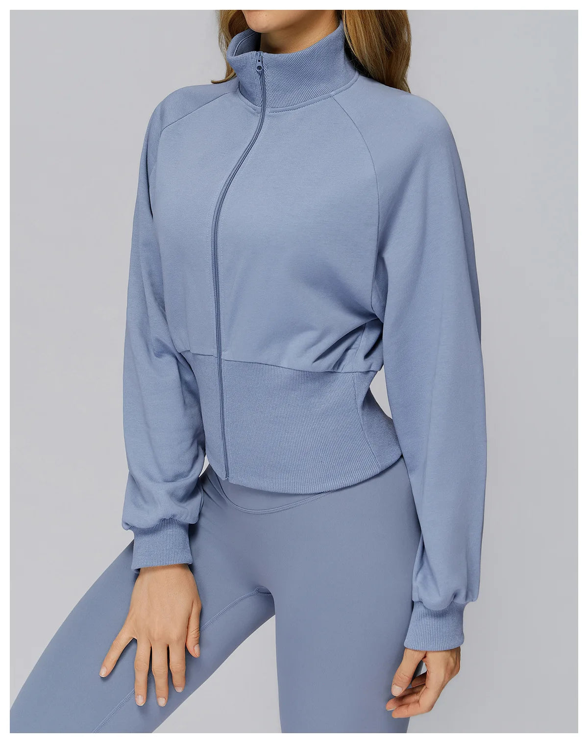 Winter Yoga Long Sleeved Women's Standing Collar Sweatshirt Windproof Zipper Warm Sweatshirt Loose Outdoor Running Sports Jacket