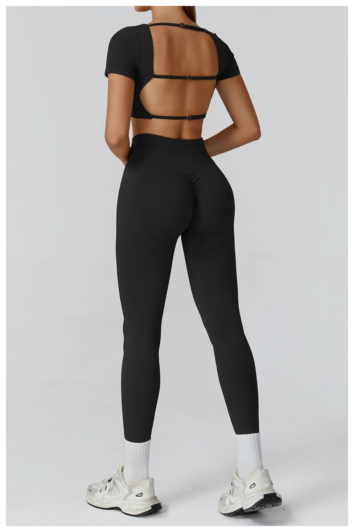 Seamless Women Yoga Top Backless Sport T Shirts Fitness Clothes Short Sleeve Yoga Shirt Gym Top Running Active Wear Sport Top