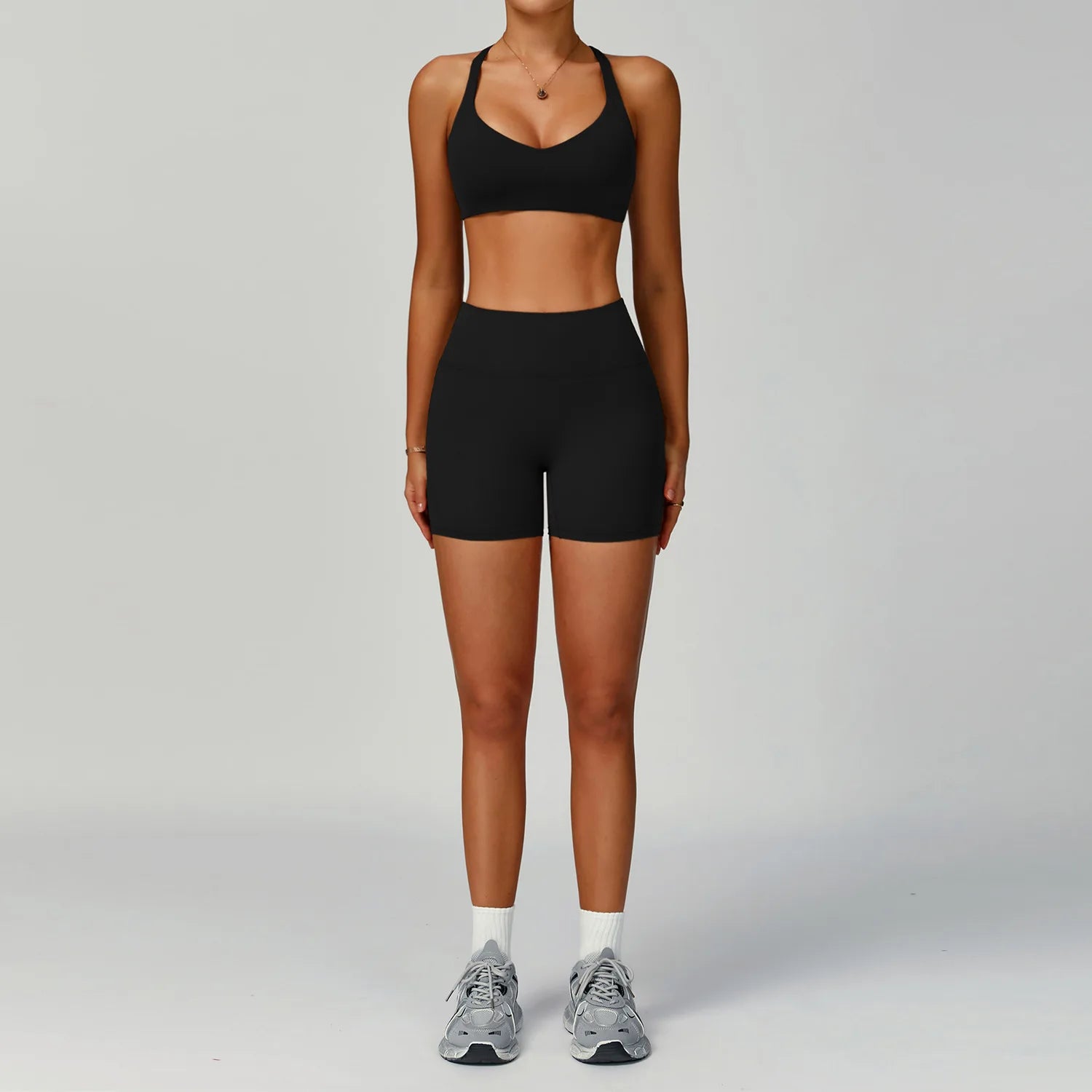Women Tracksuit Yoga Shorts Set Seamless Yoga Set Workout Scrunch Shorts Sets Sports Bra Scrunch Shorts Fitness Clothes Gym Suit