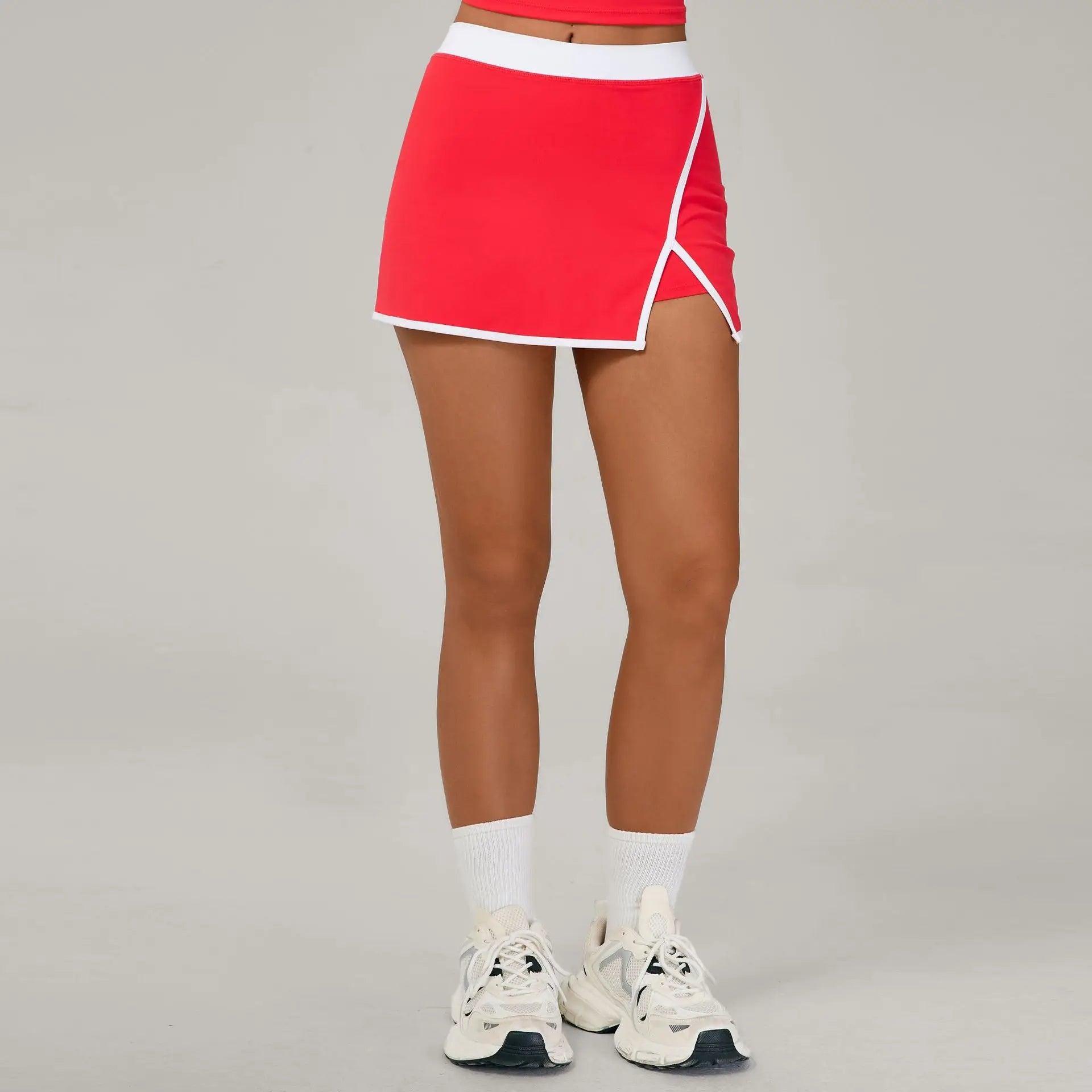 Color Blocking Sports Short Skirt Women's Yoga Short Skirt Tight Fitting Splicing Anti Glare Running Fitness Yoga Tennis Skirt