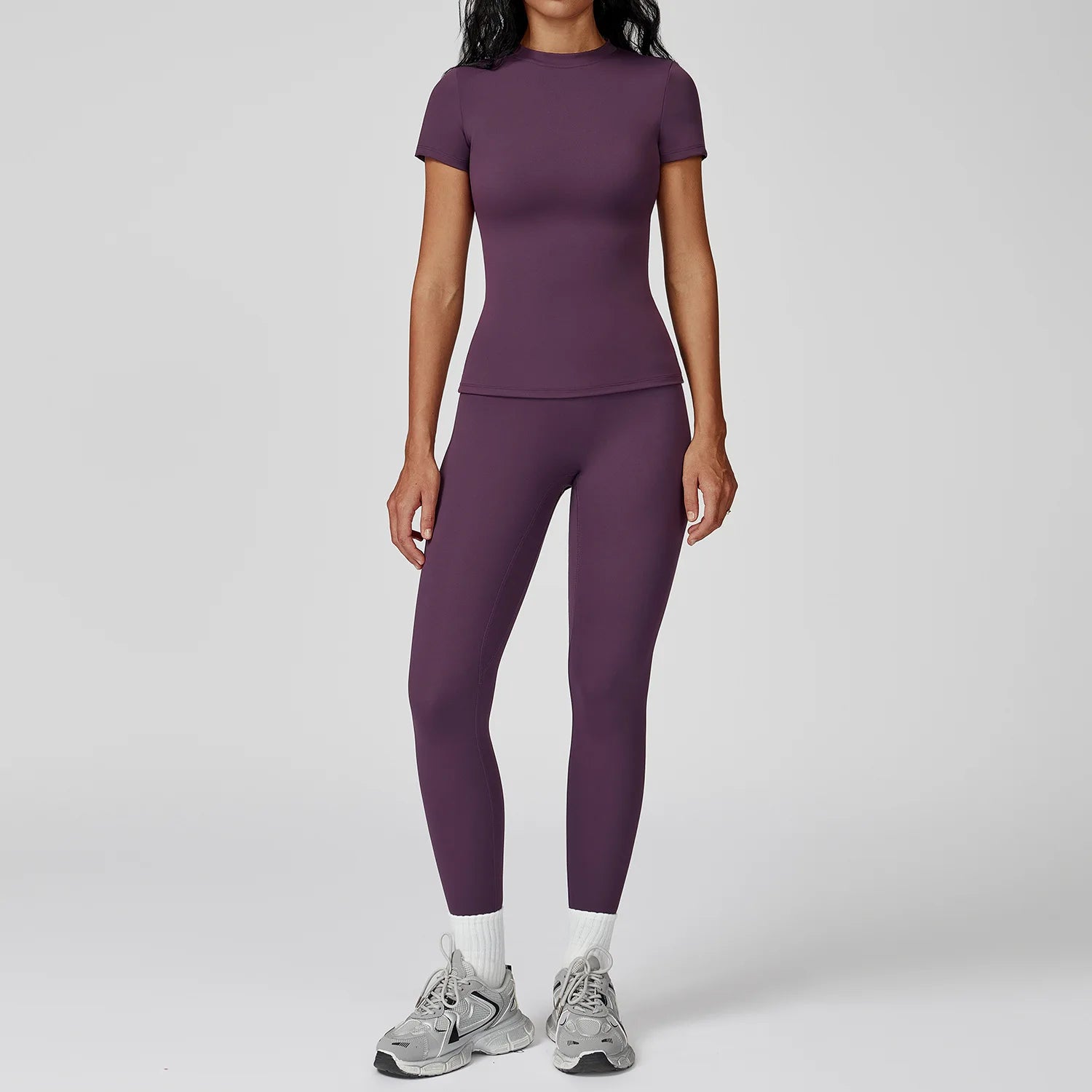 2PCS Yoga Set Sports Suit For Women Fitness Short Sleeve Tracksuits Sports Bra High Waist Leggings Gym Sports Clothes Sportswear
