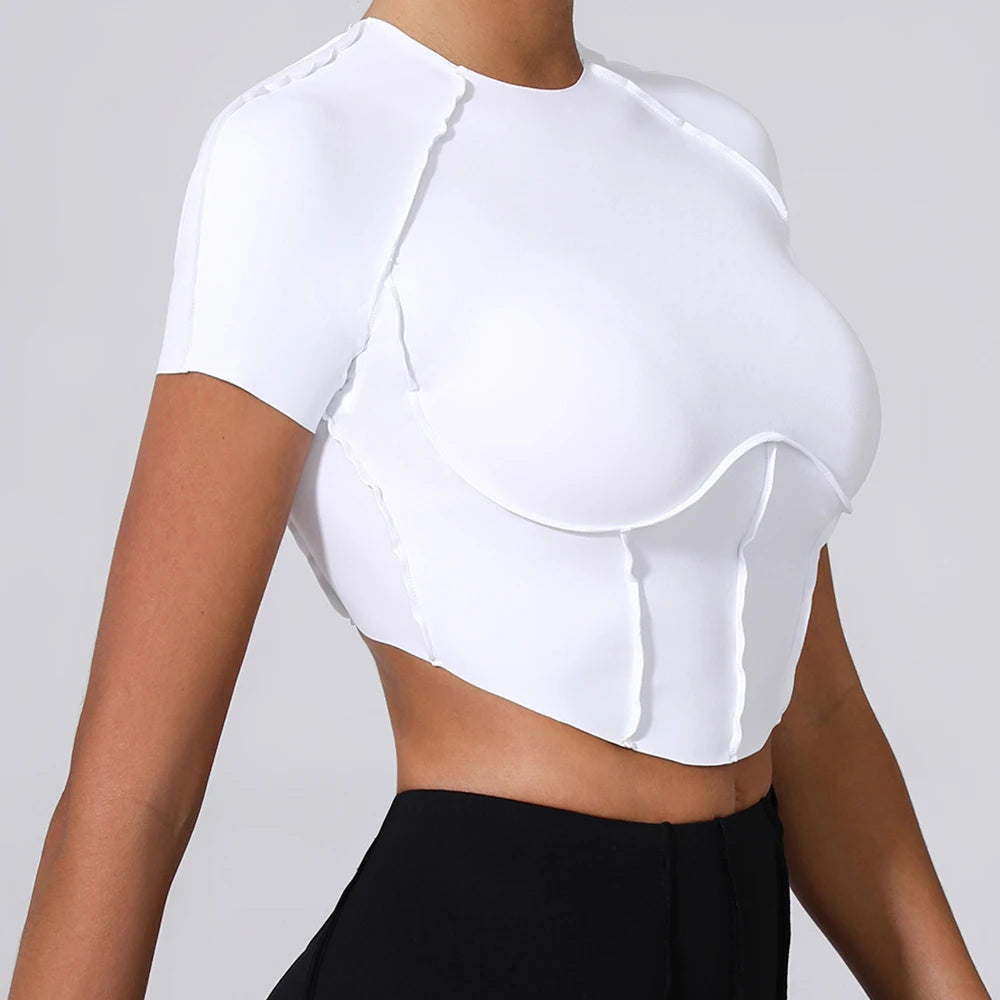 Women Yoga Top Line Sport T Shirts Fitness Clothes Short Sleeve Push Up Yoga Shirt Gym Top Running Active Wear Workout Sport Top