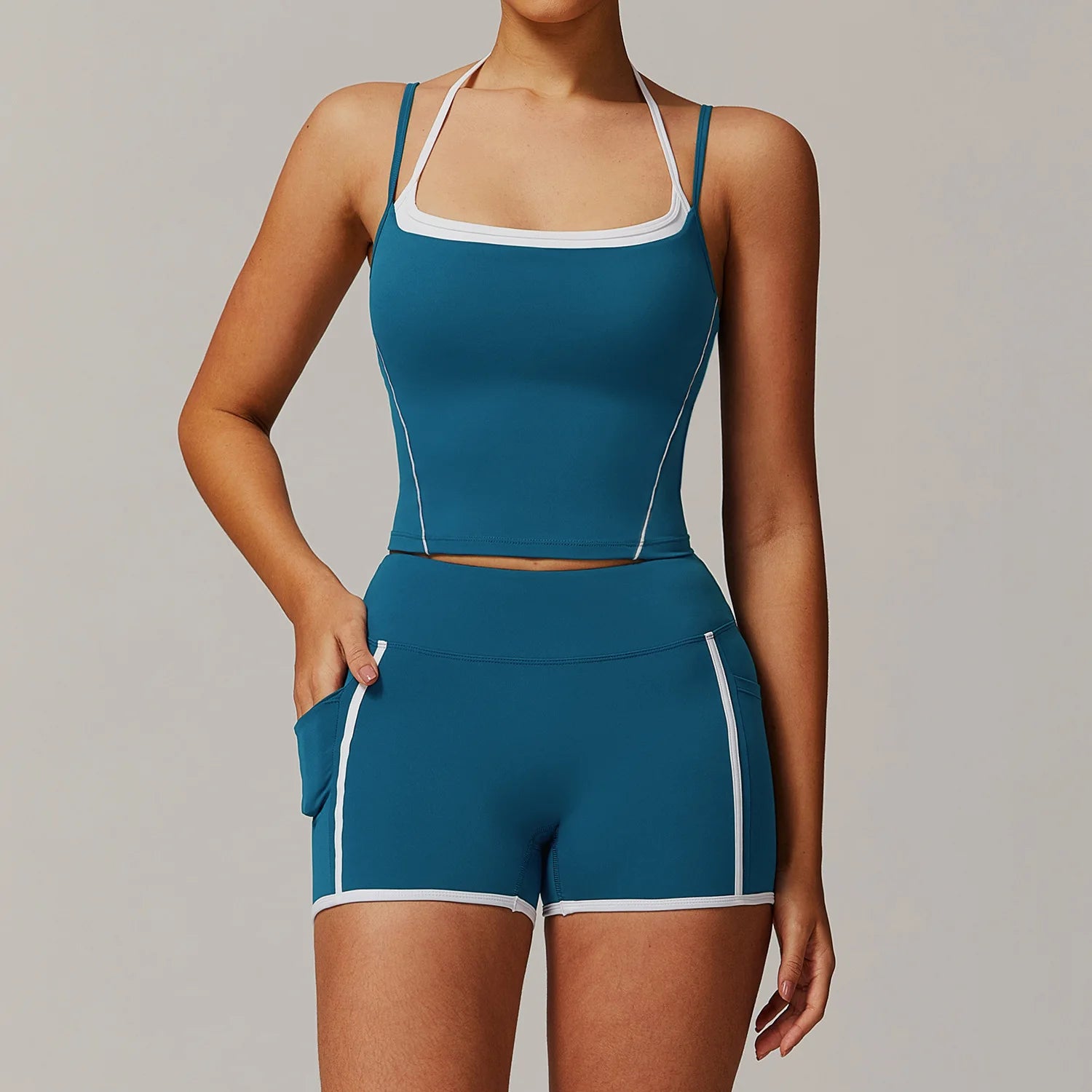 Women's Tracksuit 2PCS Fitness Suit Yoga Sets Sportswear Workout Shorts Sports Bra High Waist Leggings Gym Clothing Sports Suits