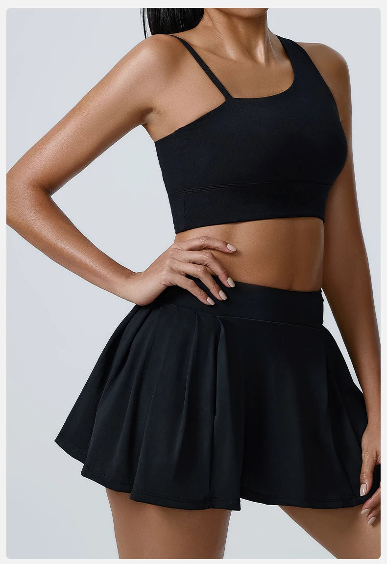 Yoga Set 2PCS Women Sport Suit Gym wear Workout Clothes Sports Crop Top Yoga Short Skirt Fitness Bra Set Breathable Gym Suits