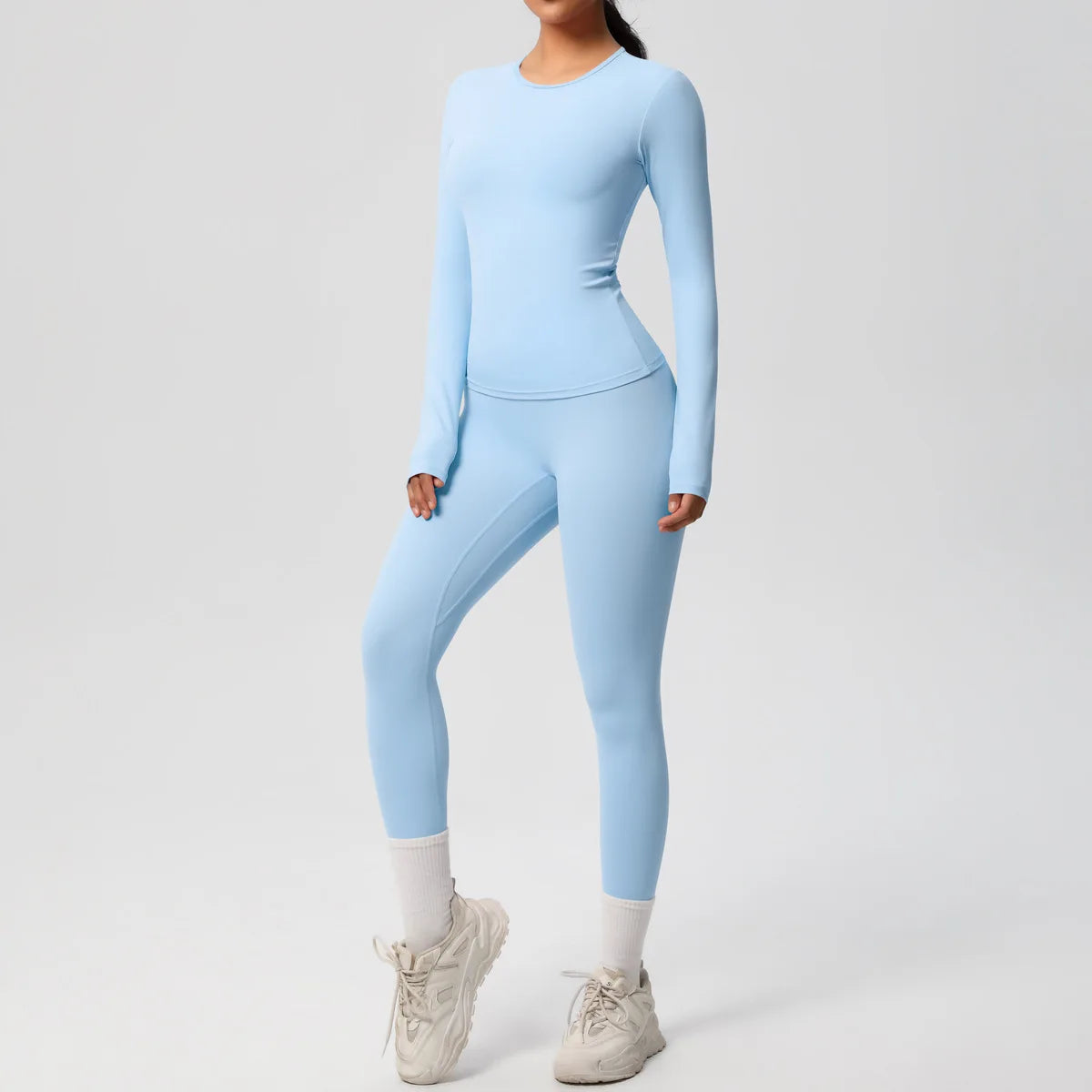 2PCS Yoga Suit Sports Set Women Sportswear Gym Set Women Tracksuit Running Workout Long Sleeve Sports Shirt Yoga Clothing