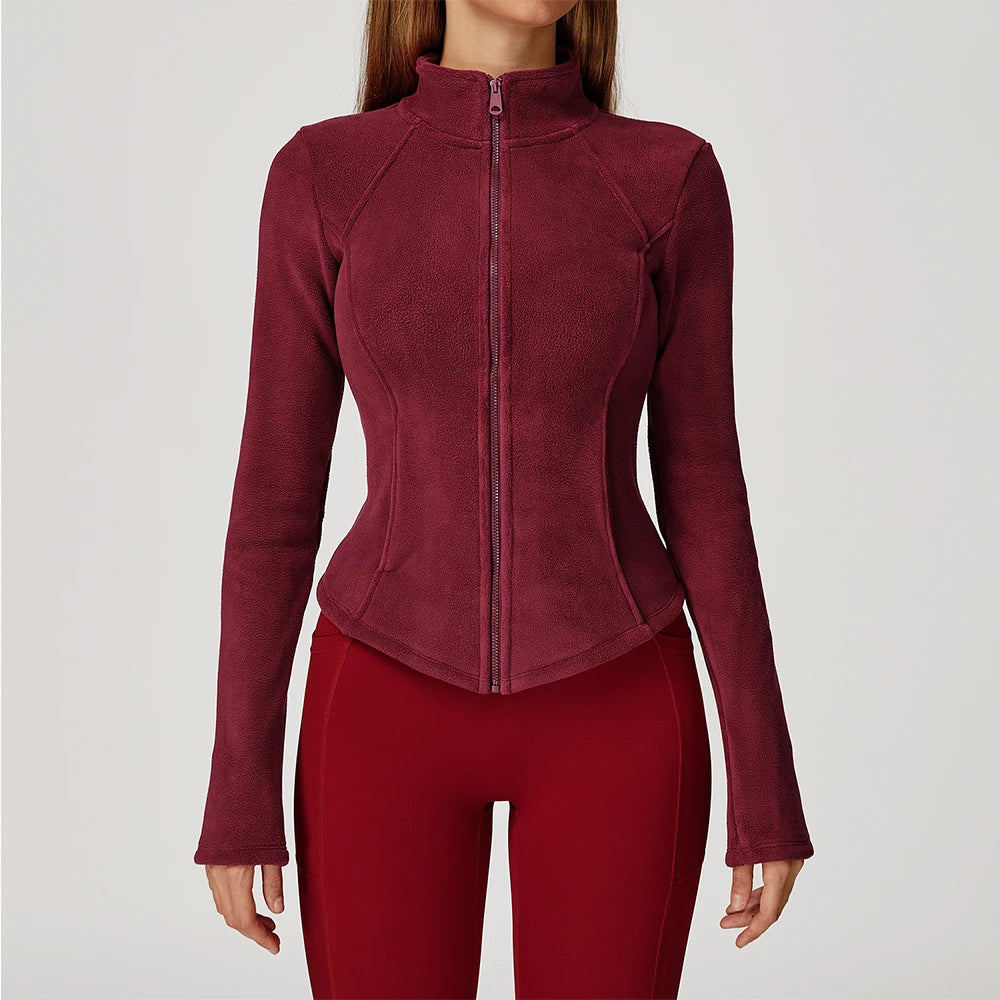 Winter Fleece Jacket for Women Yoga Long Sleeved Lamb Fleece Jacket Fleece Outdoor Top Thickened Warm Jacket for Women Top