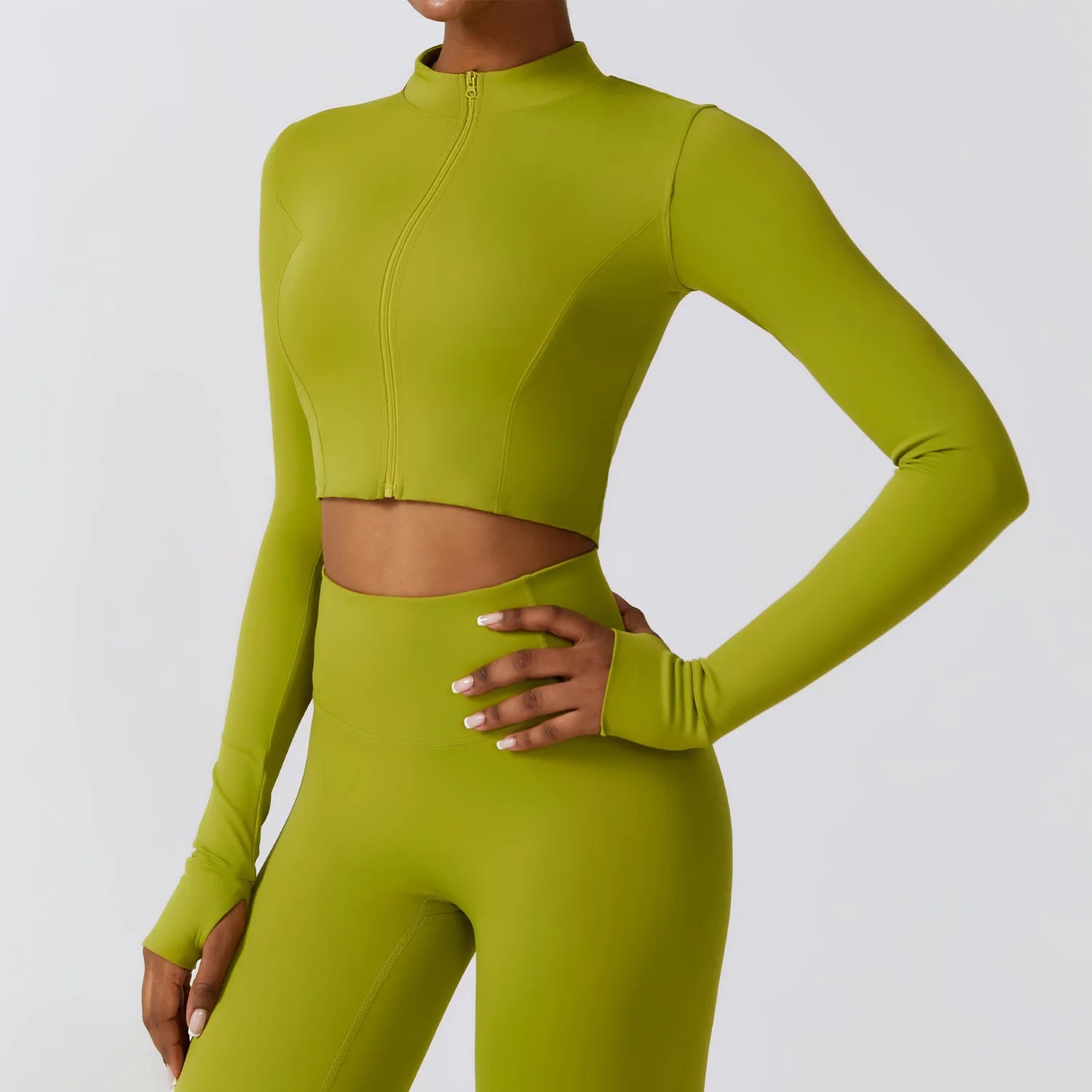 Women's Long Sleeve Top Zipper Jacket Yoga Shirts Running T-Shirt Workout Fitness Gym Sports Top Training Crop Top Clothes