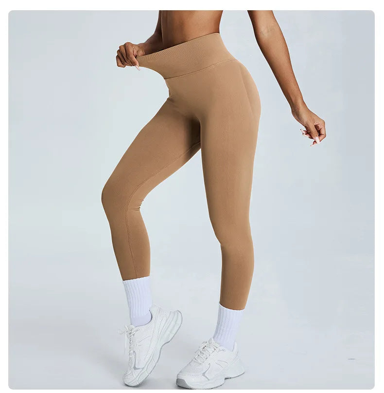 Seamless Fitness Women's Sport Leggings High Waist Elastic Solid Yoga Leggings Gym Jogging Quick Dry Push Up Slim Pants Female