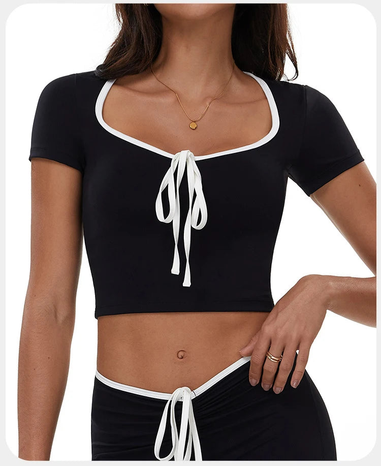 Sports T-shirt Women's Tight Fitting Quick Drying Short Sleeved Yoga T-shirt Pilates Running Exercise Fitness Short Sleeved